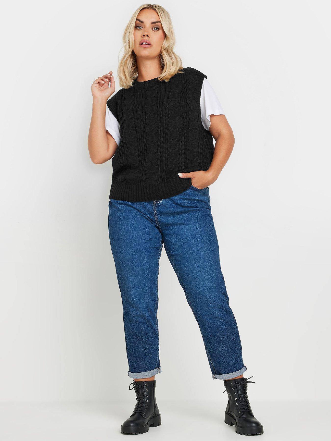 yours-curve-cropped-cable-vest-blackback