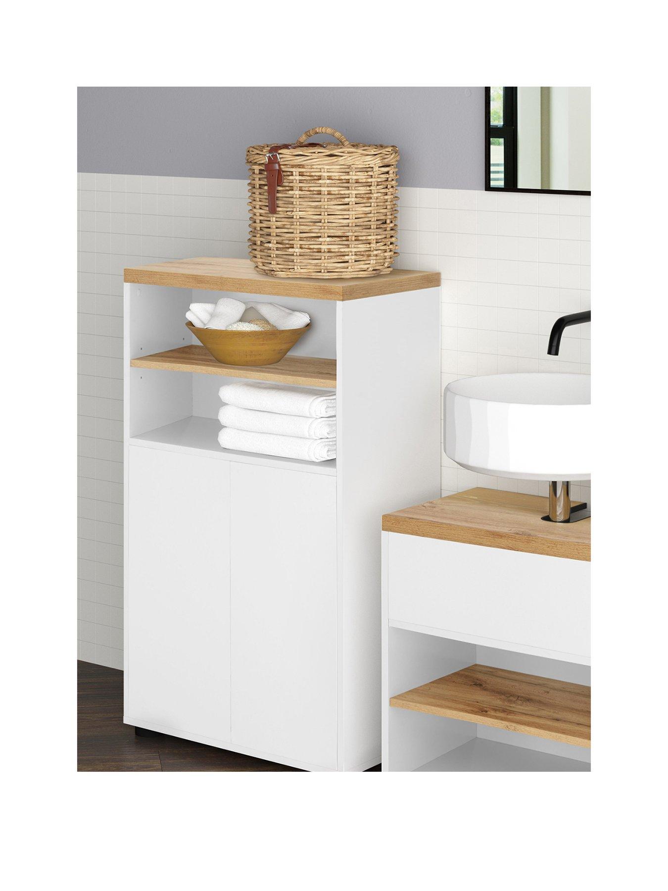 Image 1 of 5 of Dorel Home Thessa Bathroom Storage Cabinet - White/oak