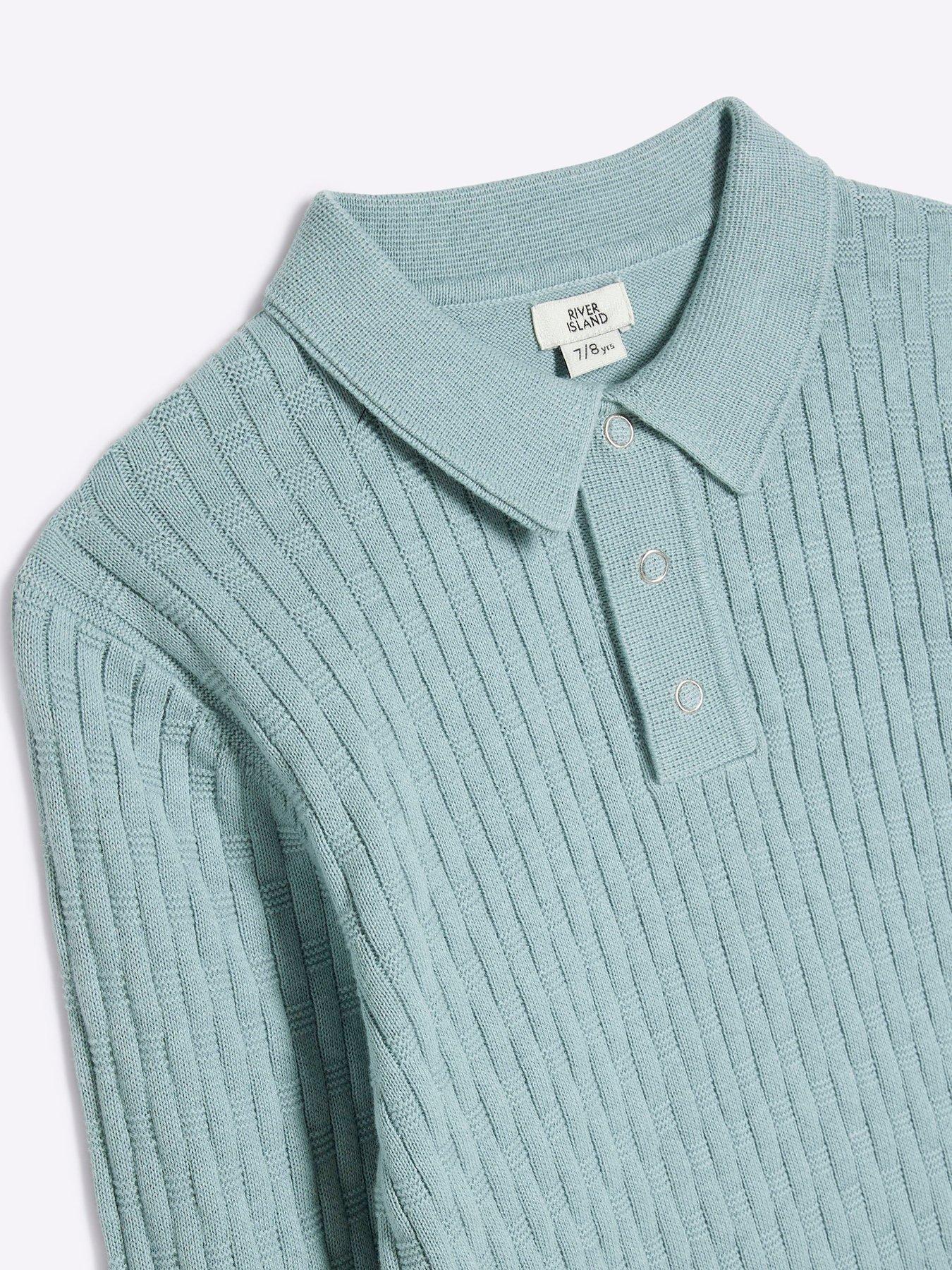 river-island-boys-long-sleeve-stitch-polo-shirt-greenoutfit