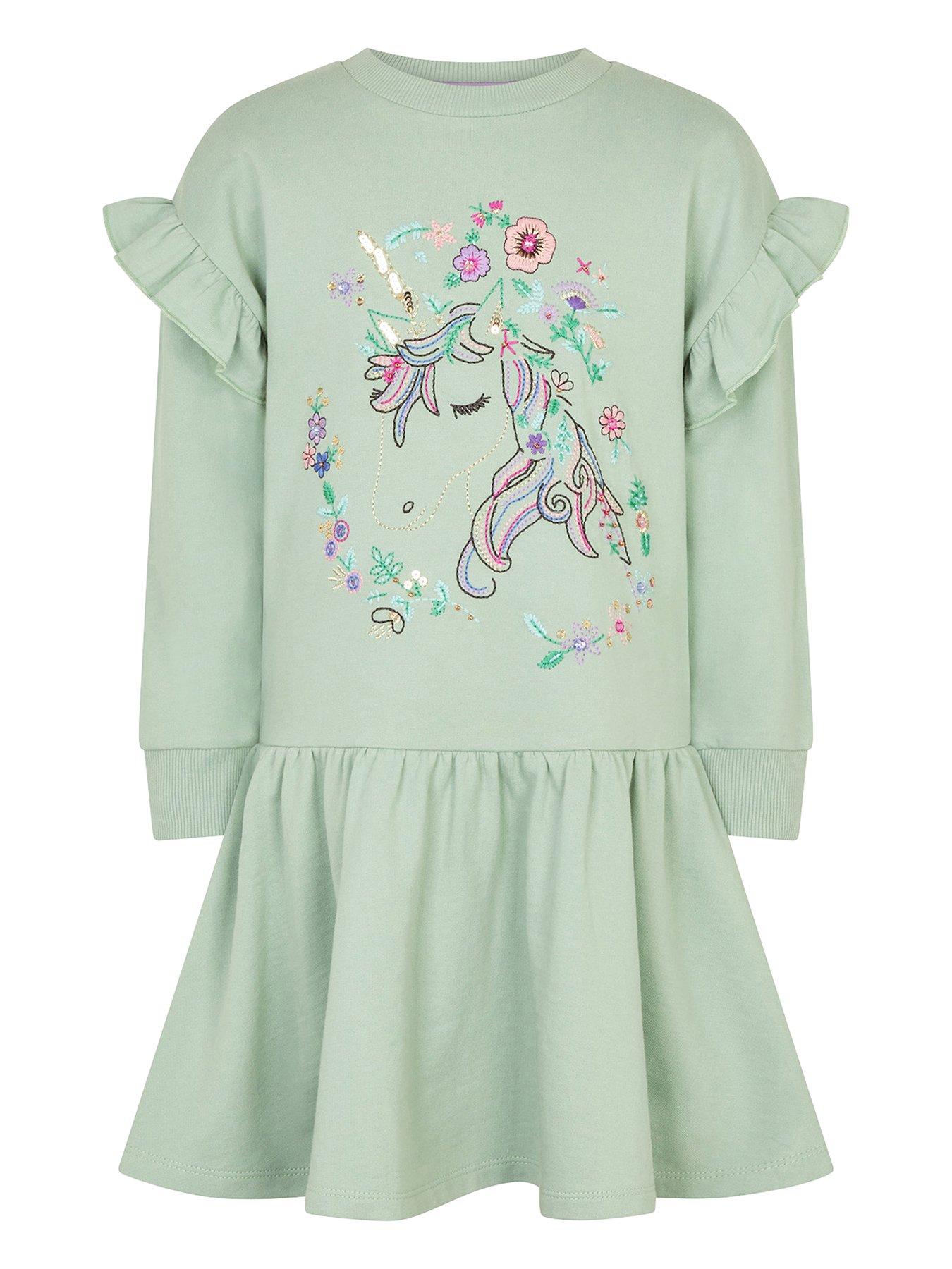 monsoon-girls-unicorn-sweater-dress-green