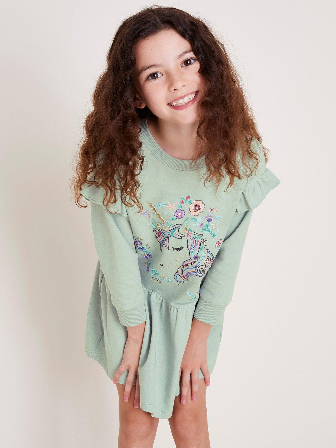 monsoon-girls-unicorn-sweater-dress-greenstillFront