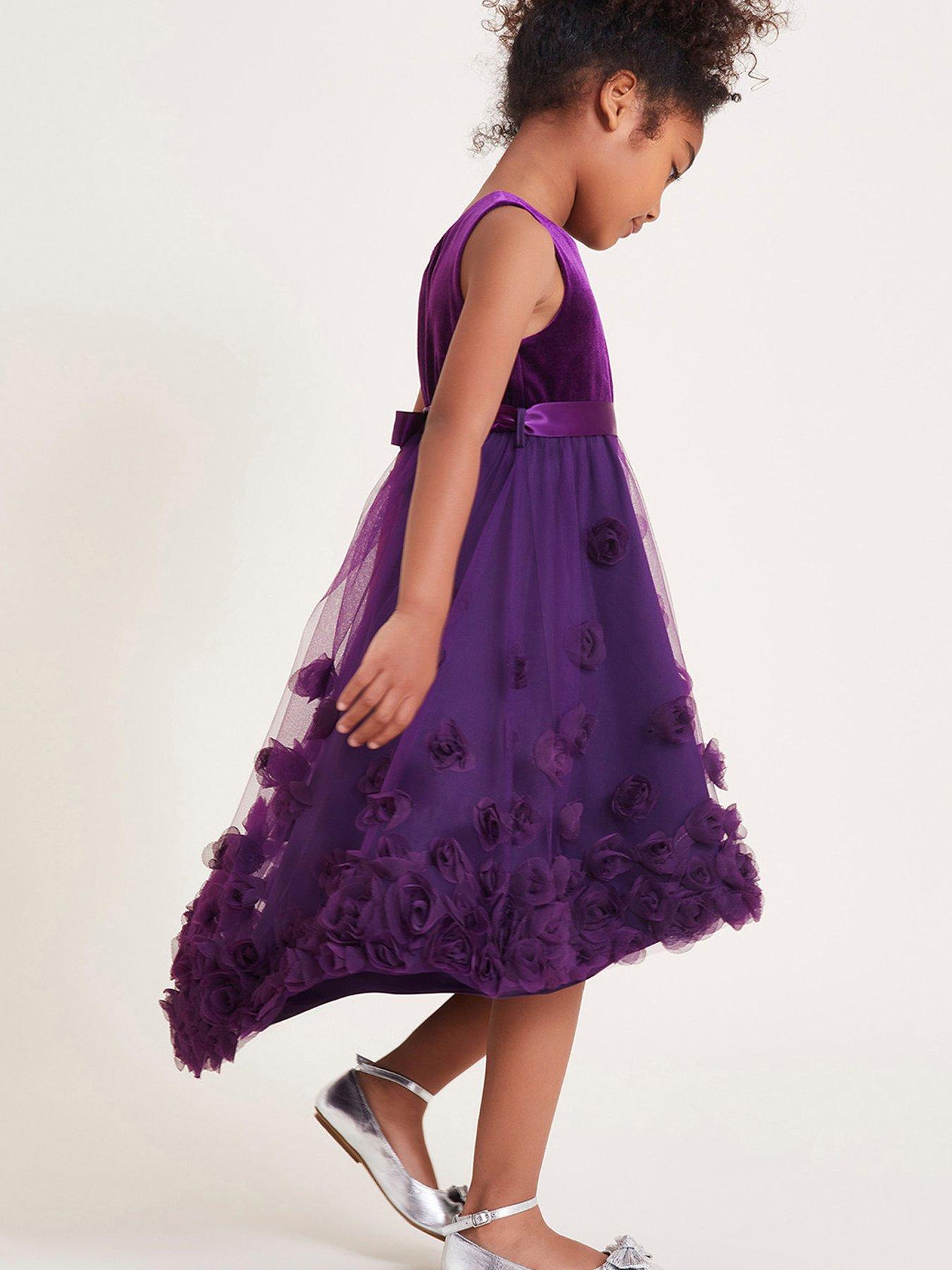 Girls Ianthe 3d Flower Dress Purple