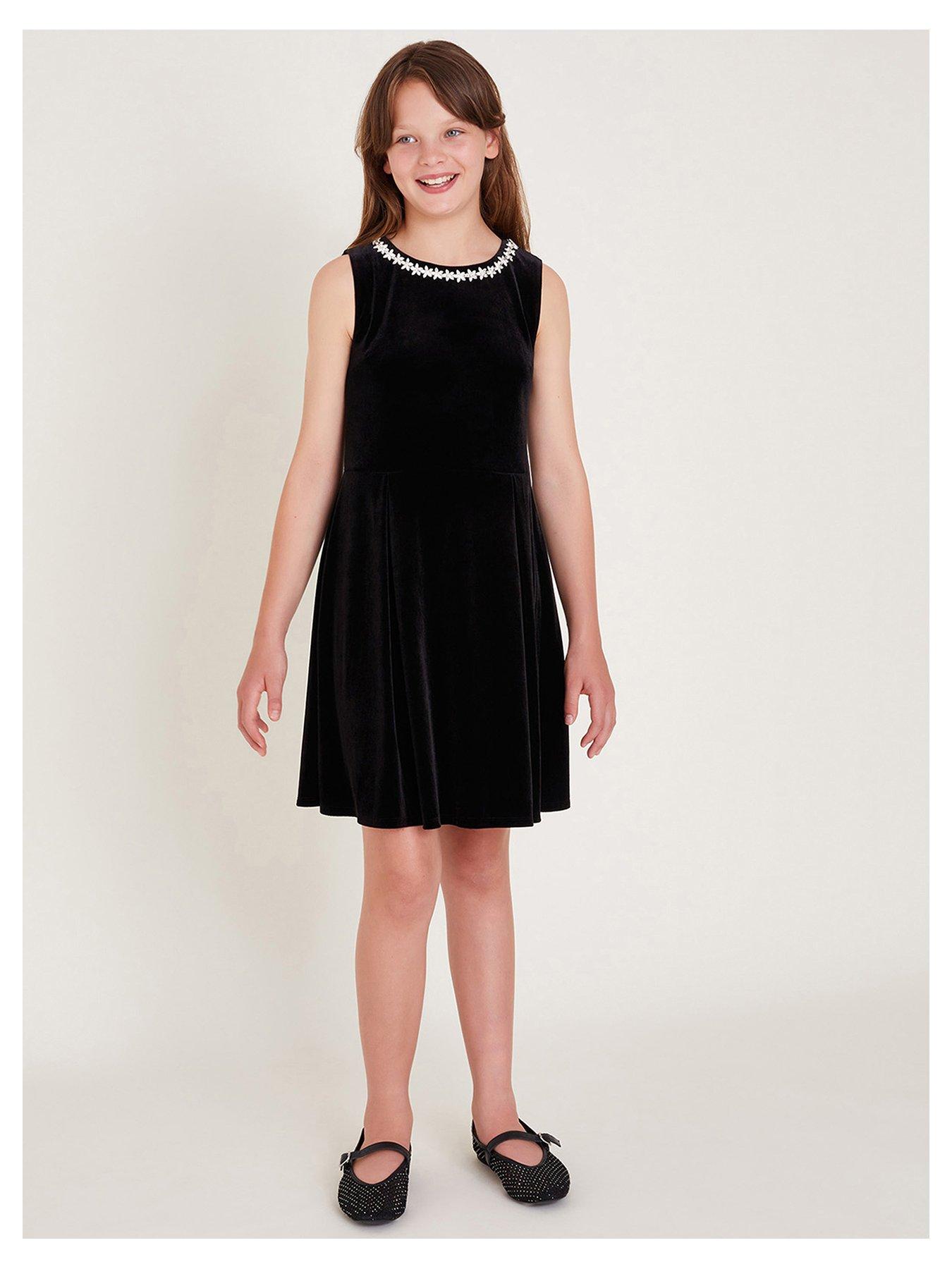 monsoon-girls-laureli-bow-velour-dress-black