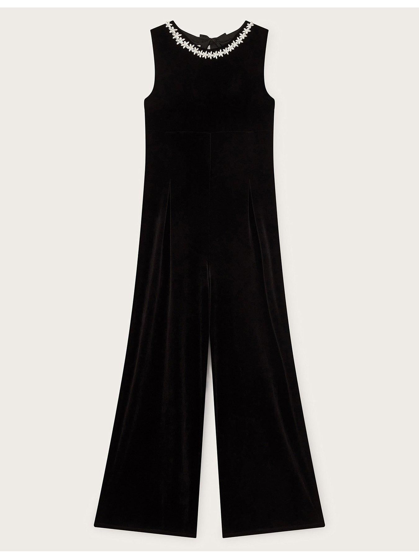 monsoon-girls-laureli-bow-velour-jumpsuit-blackfront