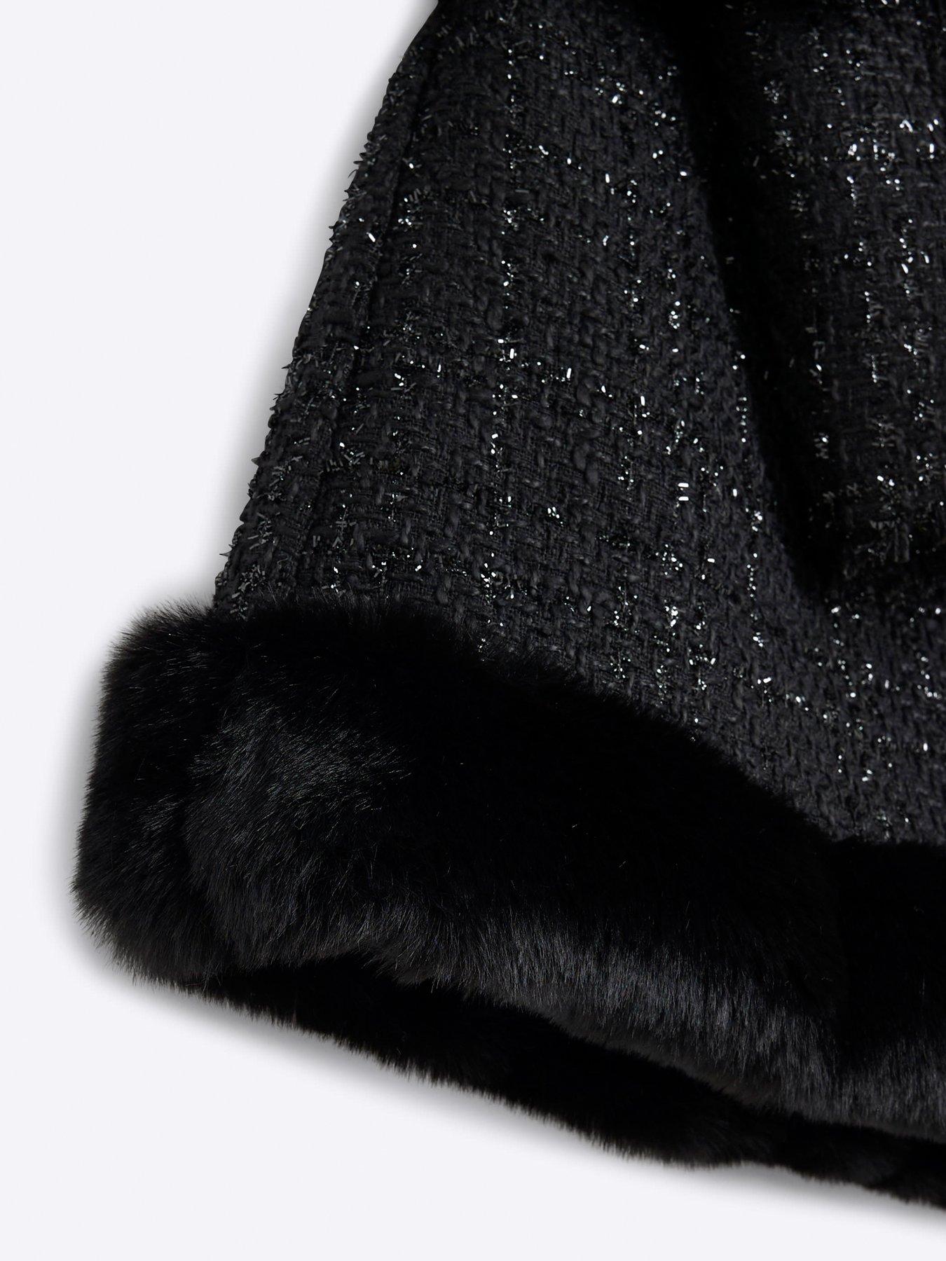 Image 5 of 5 of River Island Boucle Military Jacket Set - Black