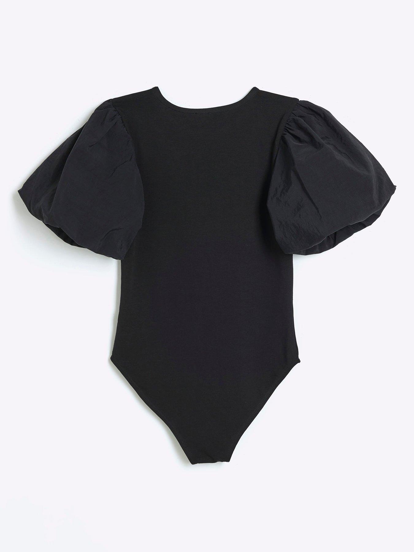 river-island-older-girl-puff-sleeve-party-bodysuit-blackback