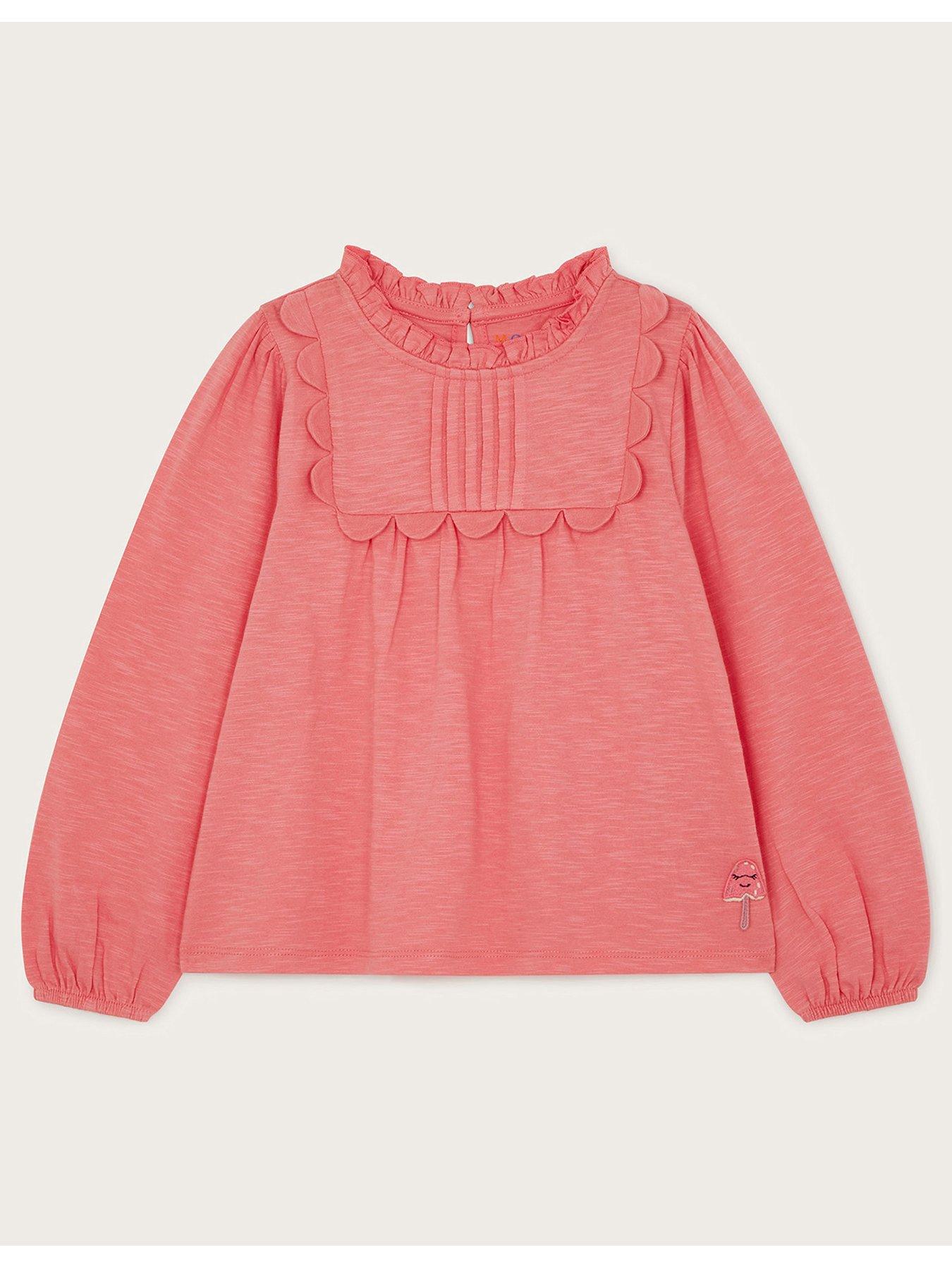 Image 1 of 3 of Monsoon Girls Plain Cotton Top - Pink