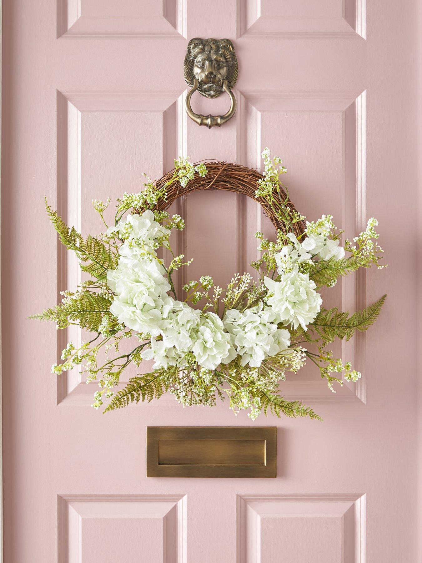 Image 1 of 4 of Very Home Rattan Wreath with Peonies and Ferns (60cm)