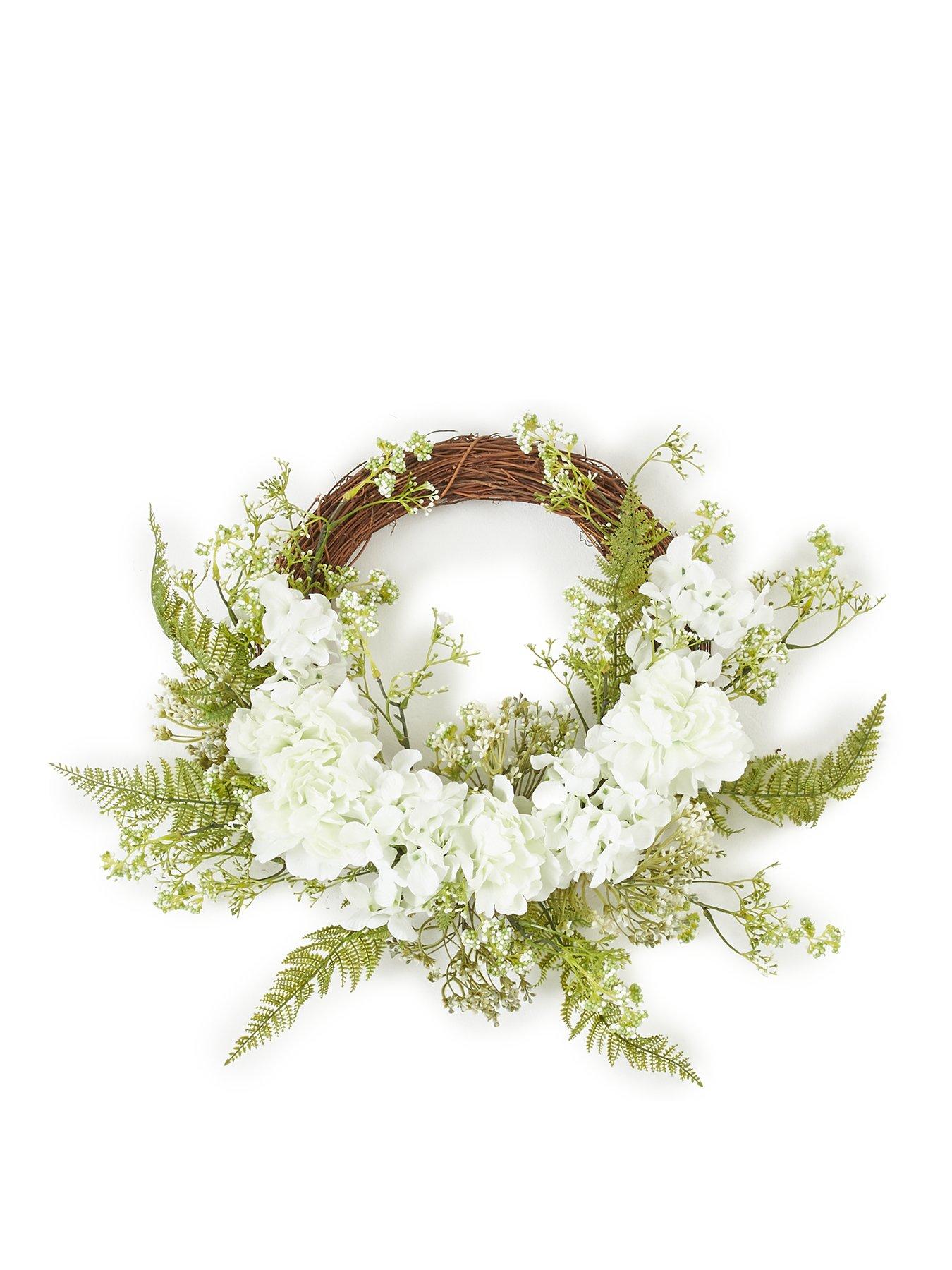 Image 2 of 4 of Very Home Rattan Wreath with Peonies and Ferns (60cm)
