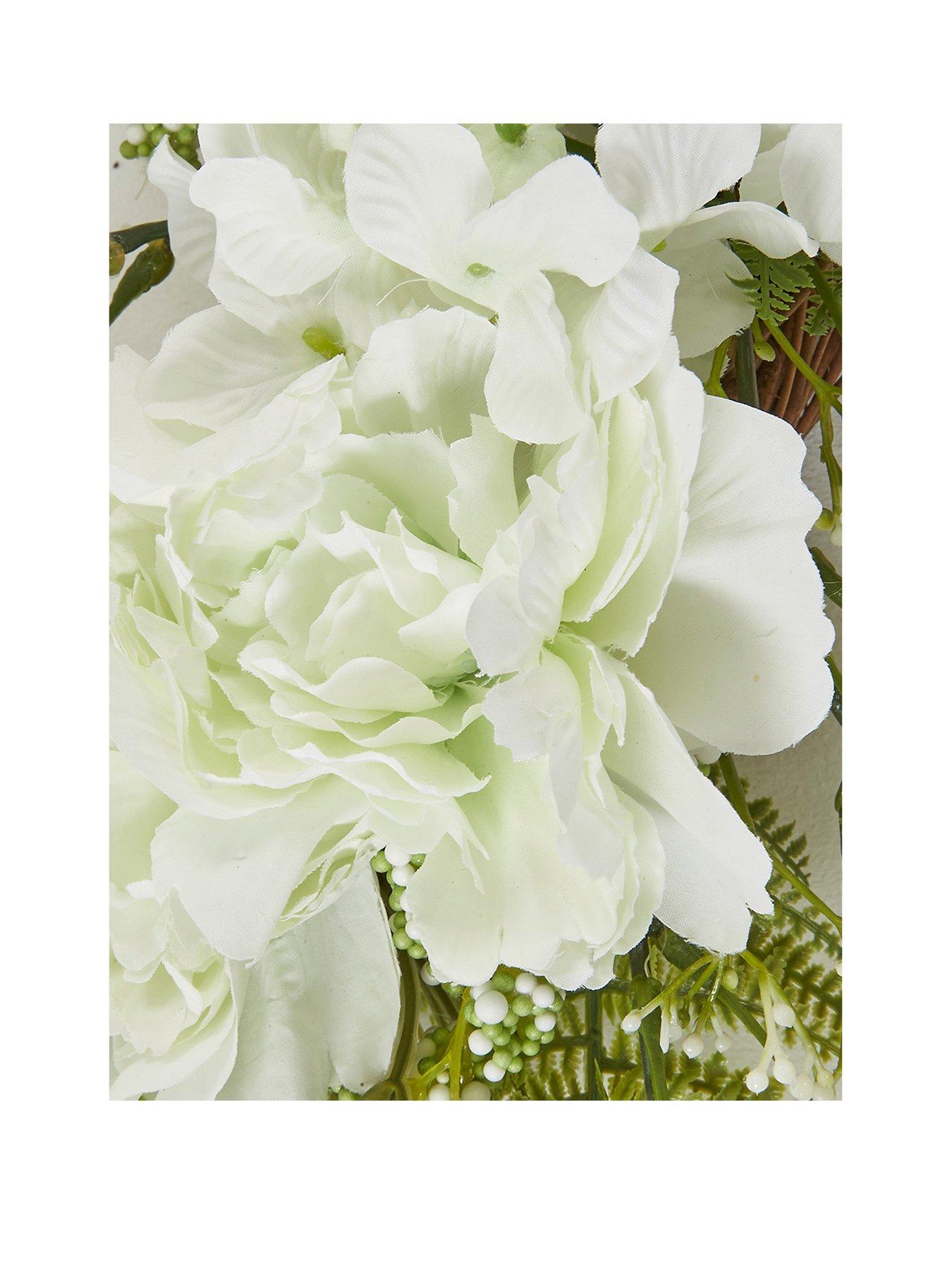 Image 3 of 4 of Very Home Rattan Wreath with Peonies and Ferns (60cm)