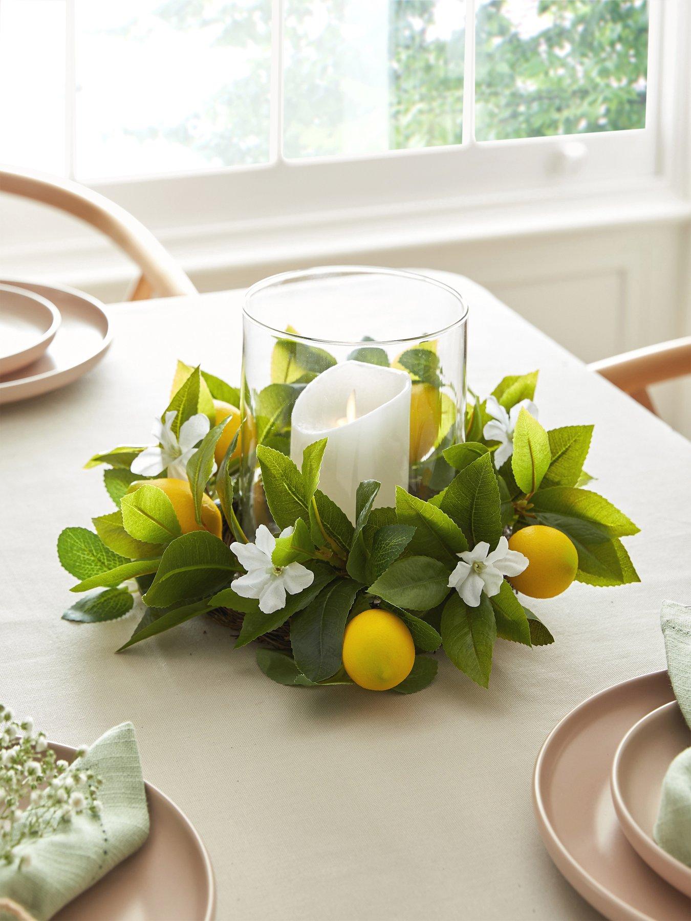 Lemon Hurricane Vase Table Centre (35cm)