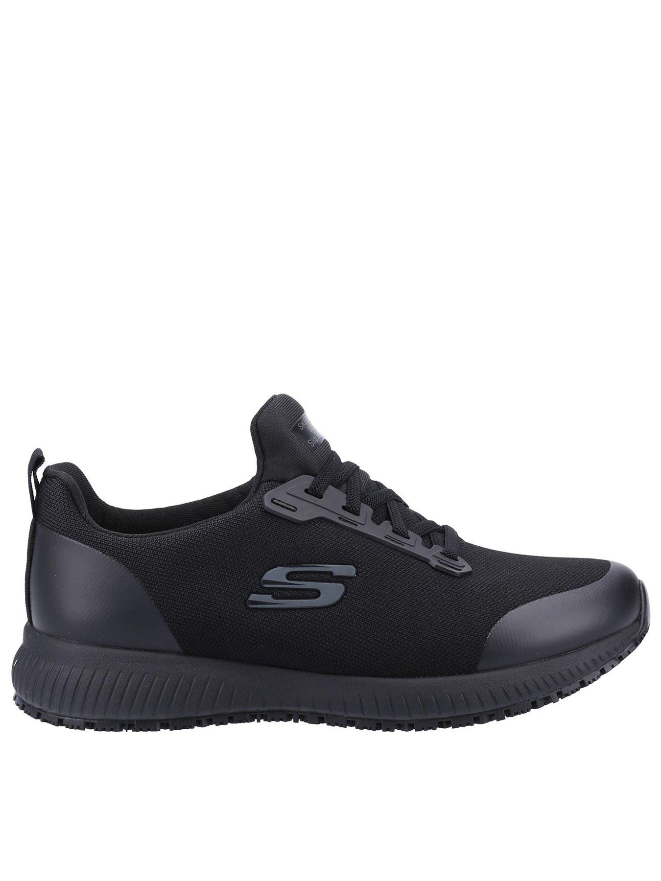 Skechers Wide Fit Squad Slip Resistant Trainer - Black