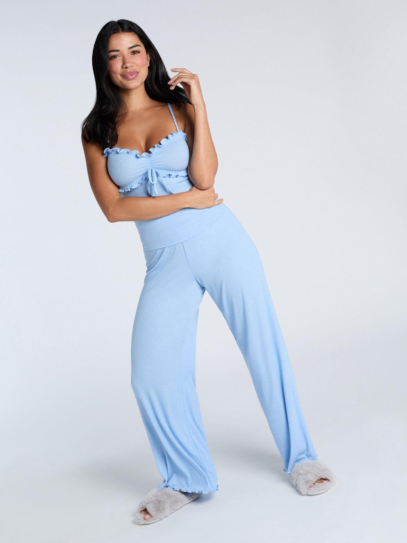 boux-avenue-boux-avenue-ribbed-frill-pj-cami-amp-pant-set-blue