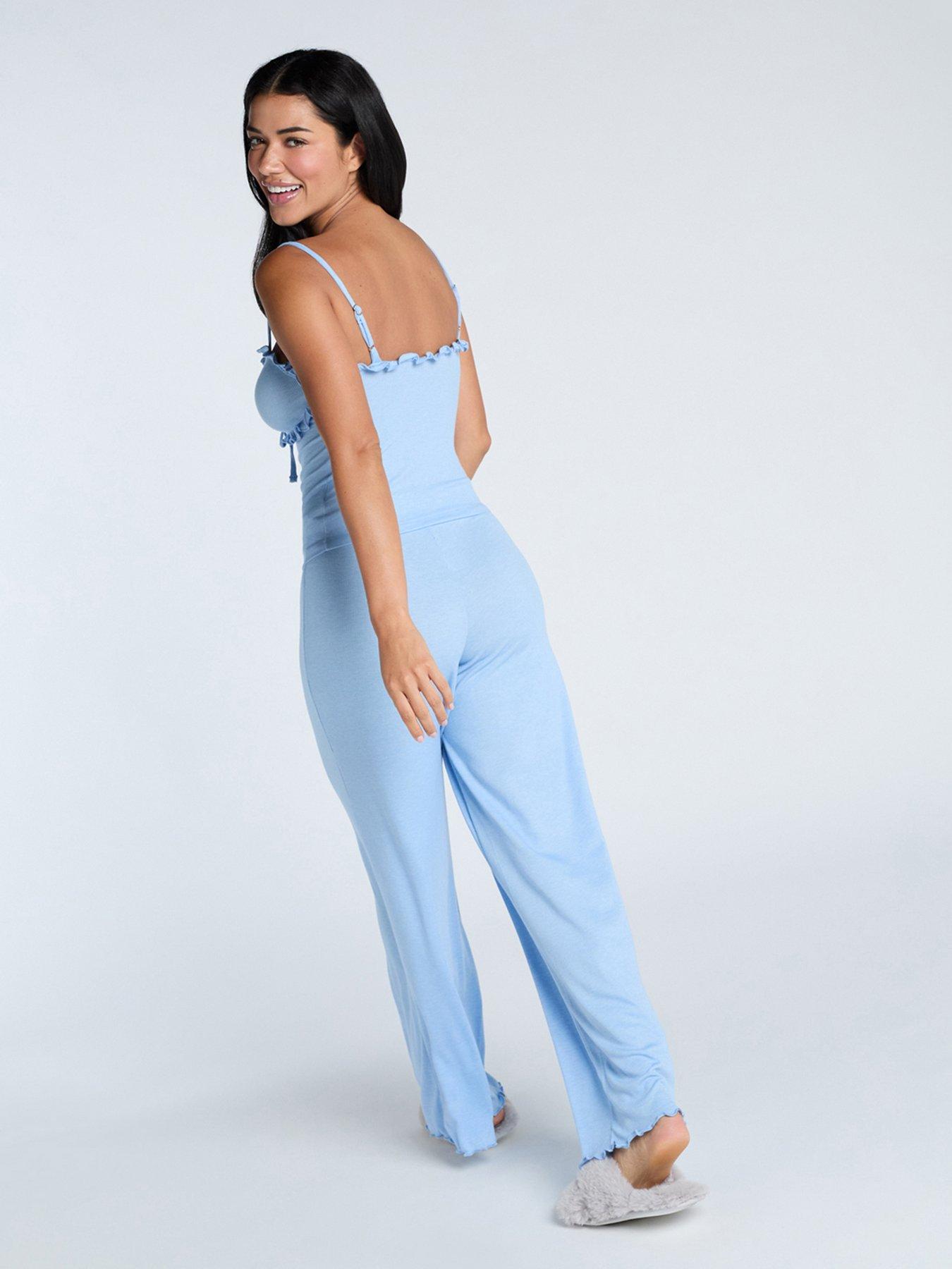 boux-avenue-boux-avenue-ribbed-frill-pj-cami-amp-pant-set-bluestillFront