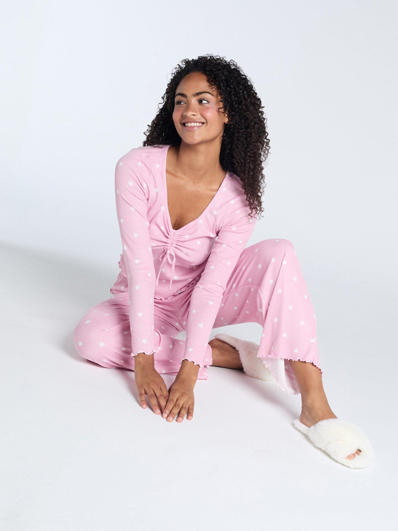 boux-avenue-boux-avenue-rib-heart-ruched-long-sleeve-pj-top-amp-pant-set-dusky-pinkback