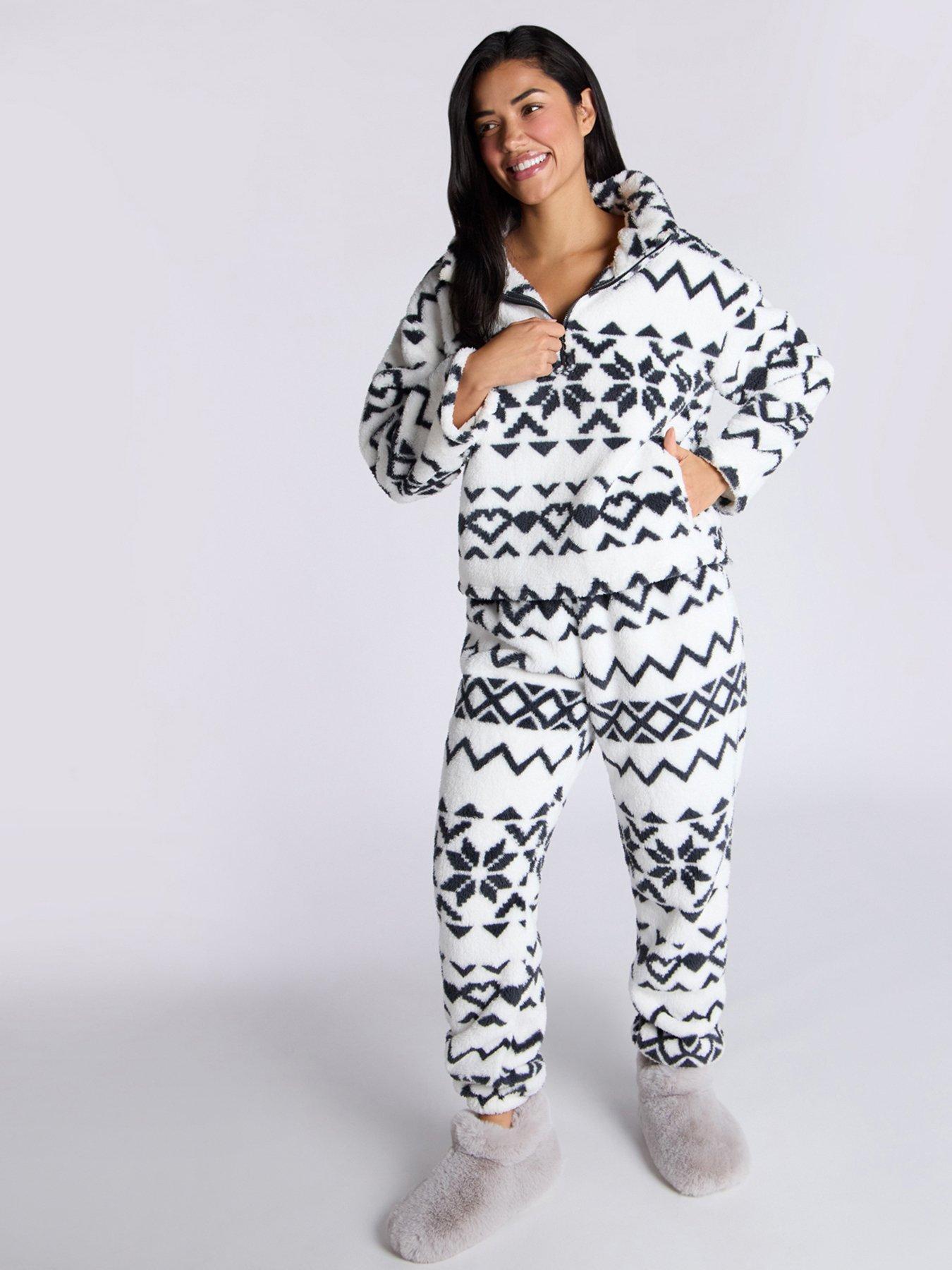 boux-avenue-boux-avenue-fairisle-14-zip-amp-pant-pj-set-ivory-mix