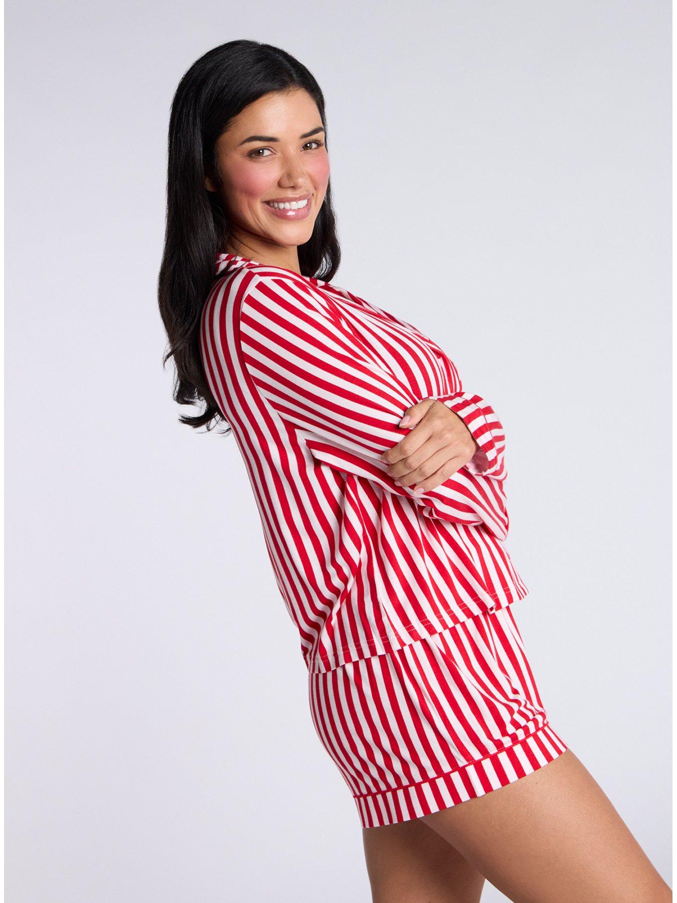 boux-avenue-modal-long-sleeve-stripe-revere-top-short-pj-set-pink-mixoutfit