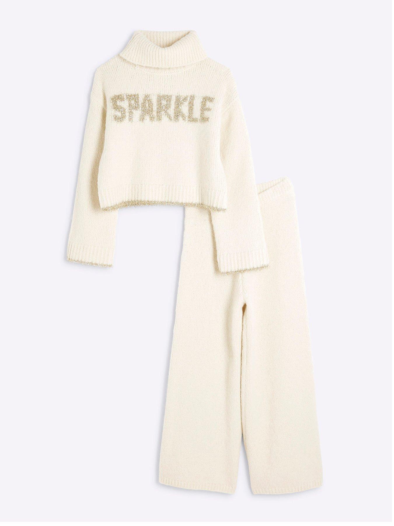 river-island-older-girl-christmas-jumper-sparkle-trouser-set-cream