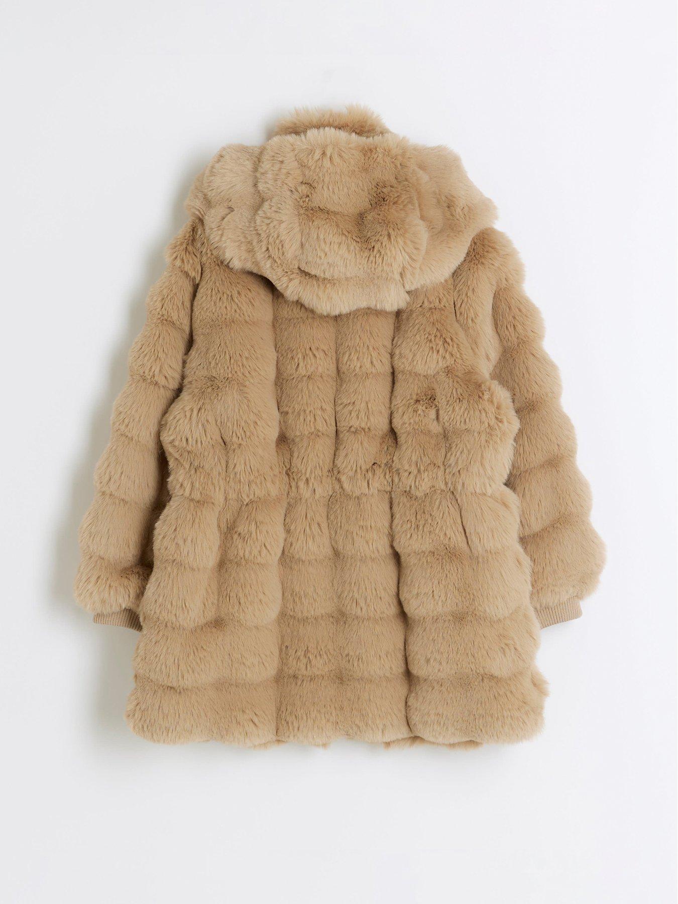 river-island-older-girl-faux-fur-hooded-coat-beigestillFront