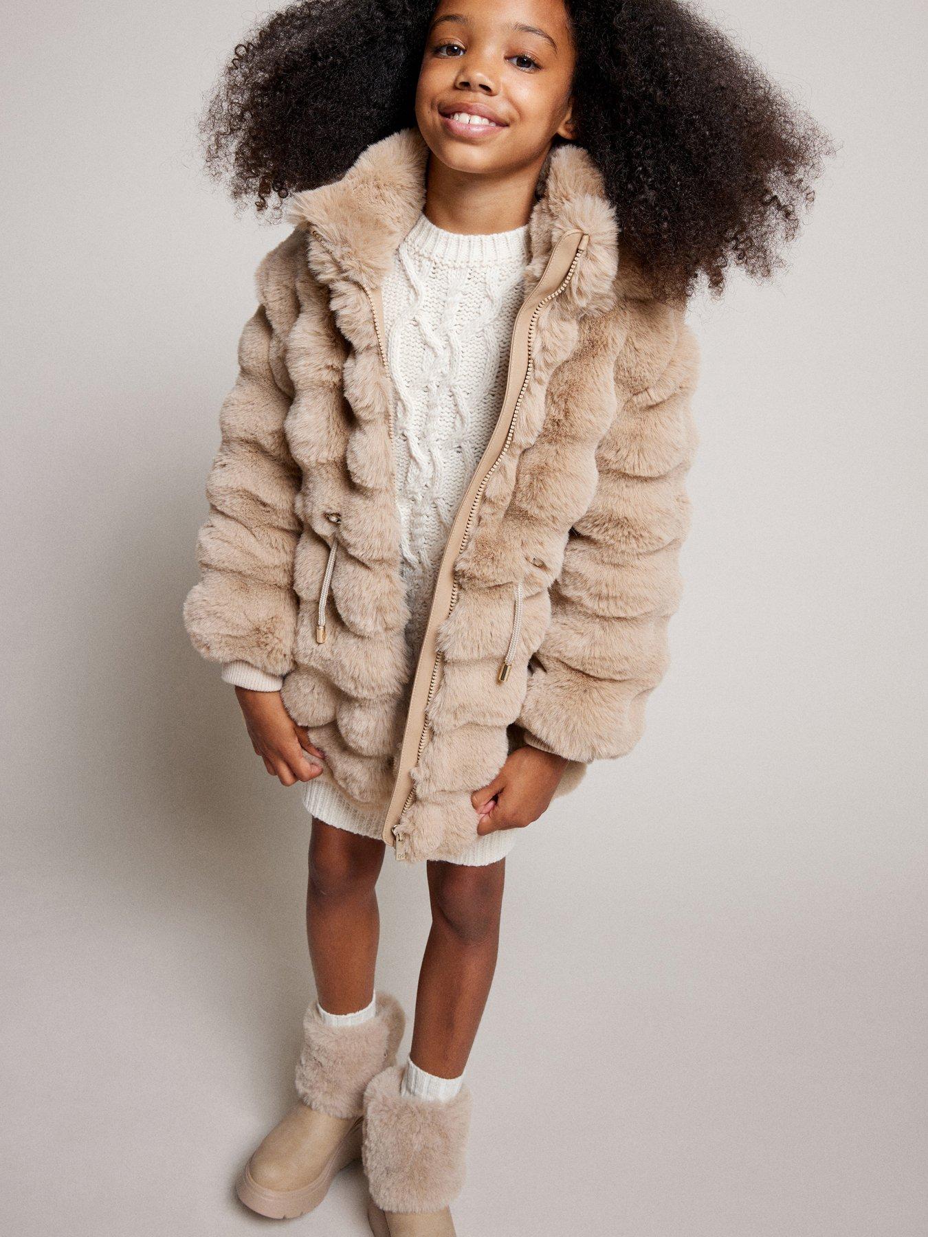 river-island-older-girl-faux-fur-hooded-coat-beigeoutfit