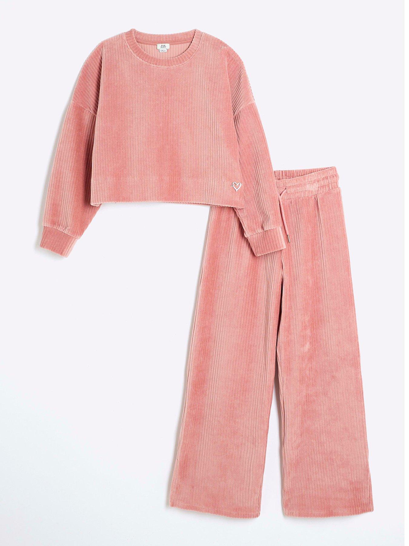 river-island-girls-corduroy-sweatshirt-set-pink