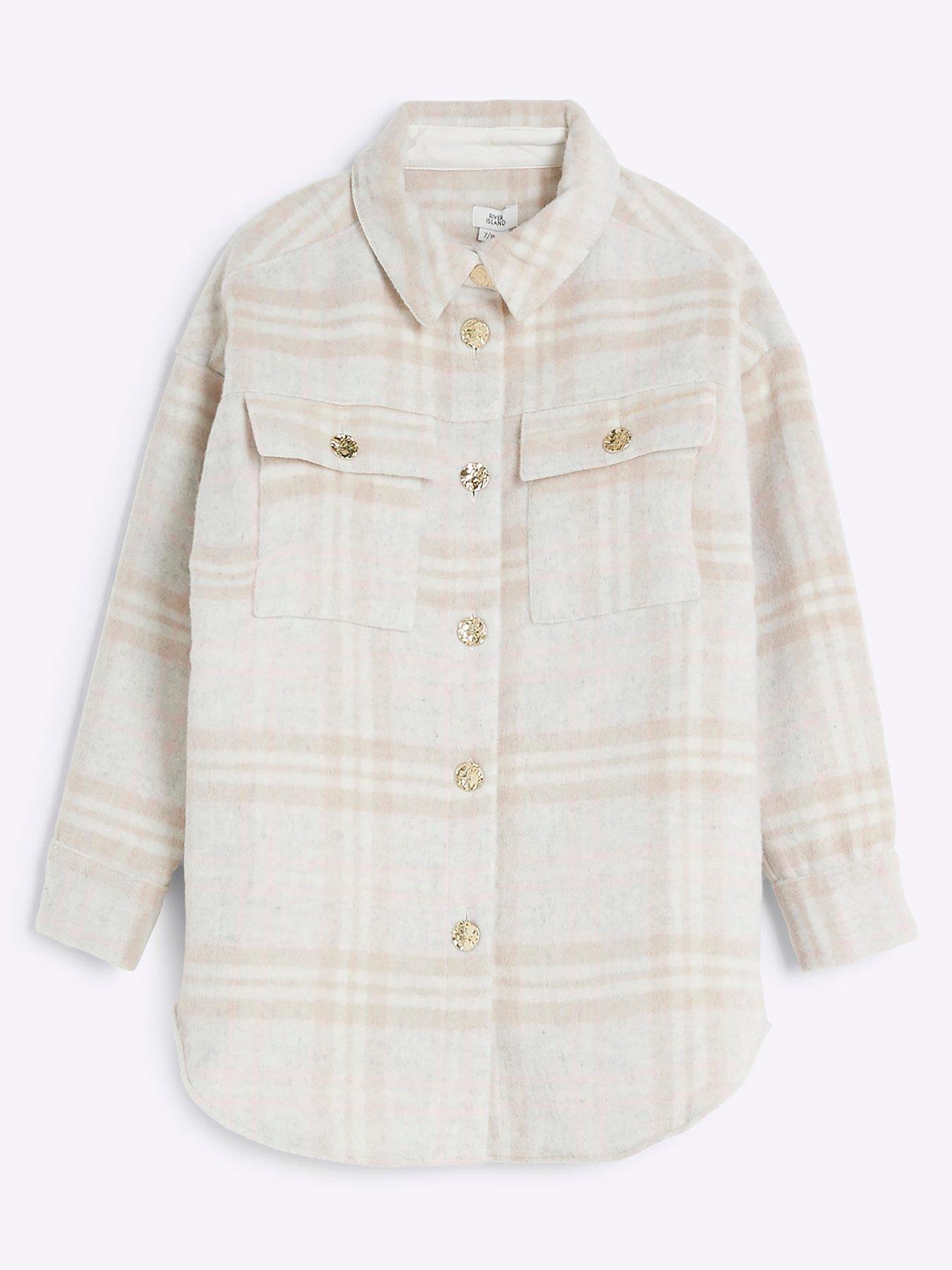 river-island-older-girl-brushed-check-shacket-cream