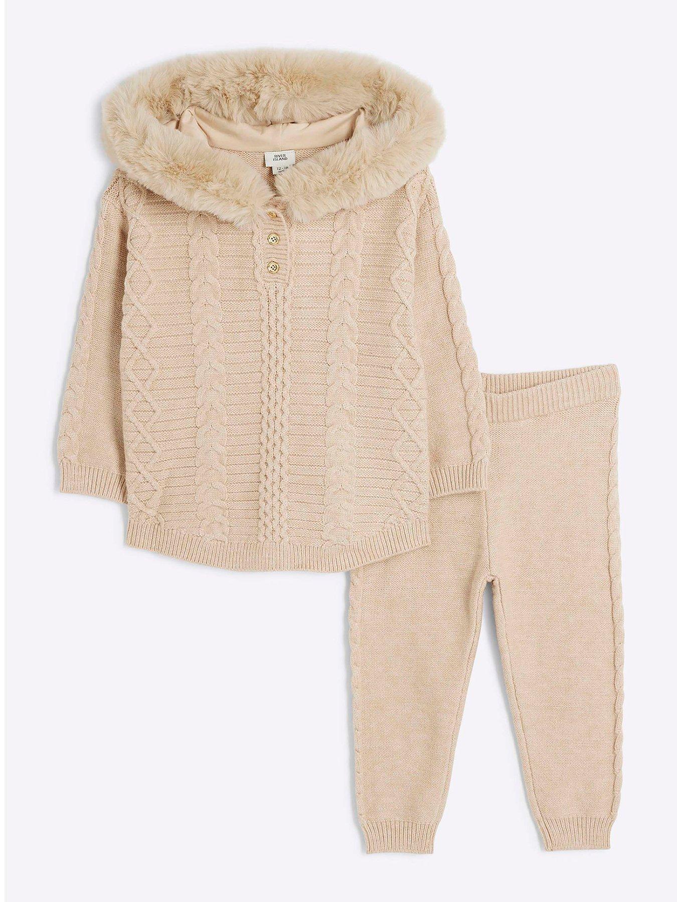 river-island-baby-baby-girl-cable-knit-hoodie-set-cream