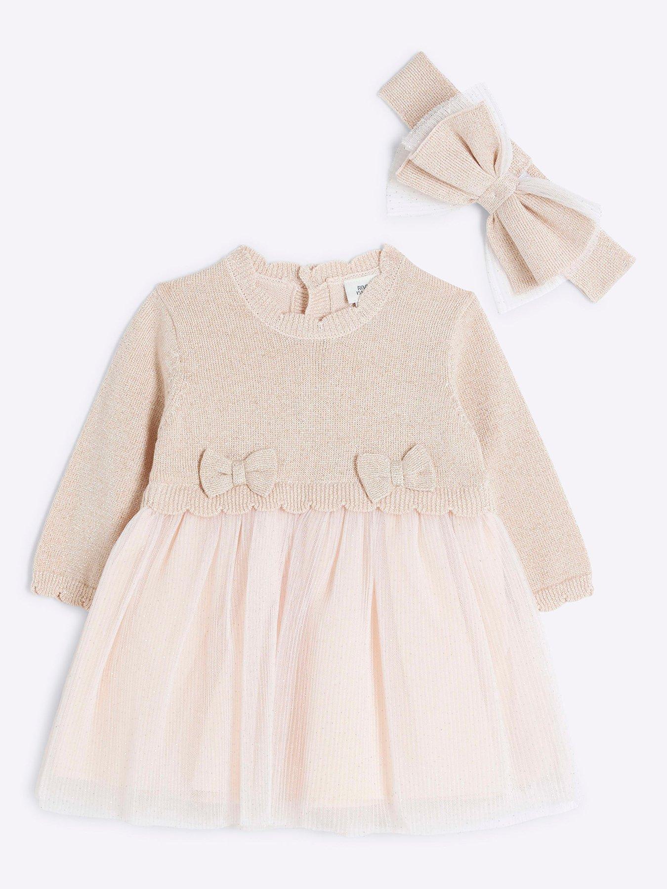 river-island-baby-baby-girl-knitted-mesh-dress-set-pink