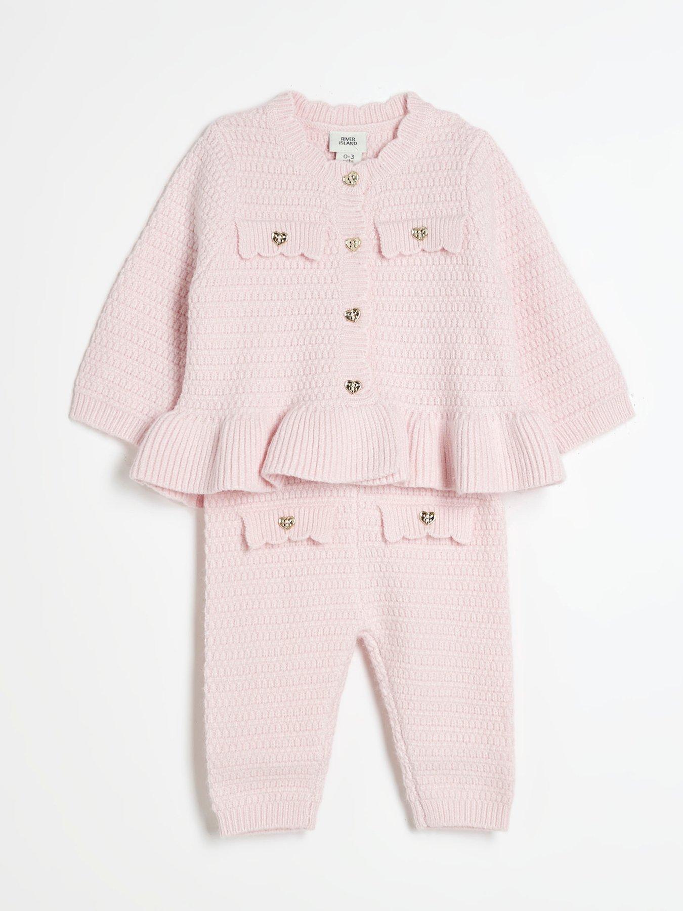 river-island-baby-baby-girls-peplum-cardigan-knit-set-pinkstillFront