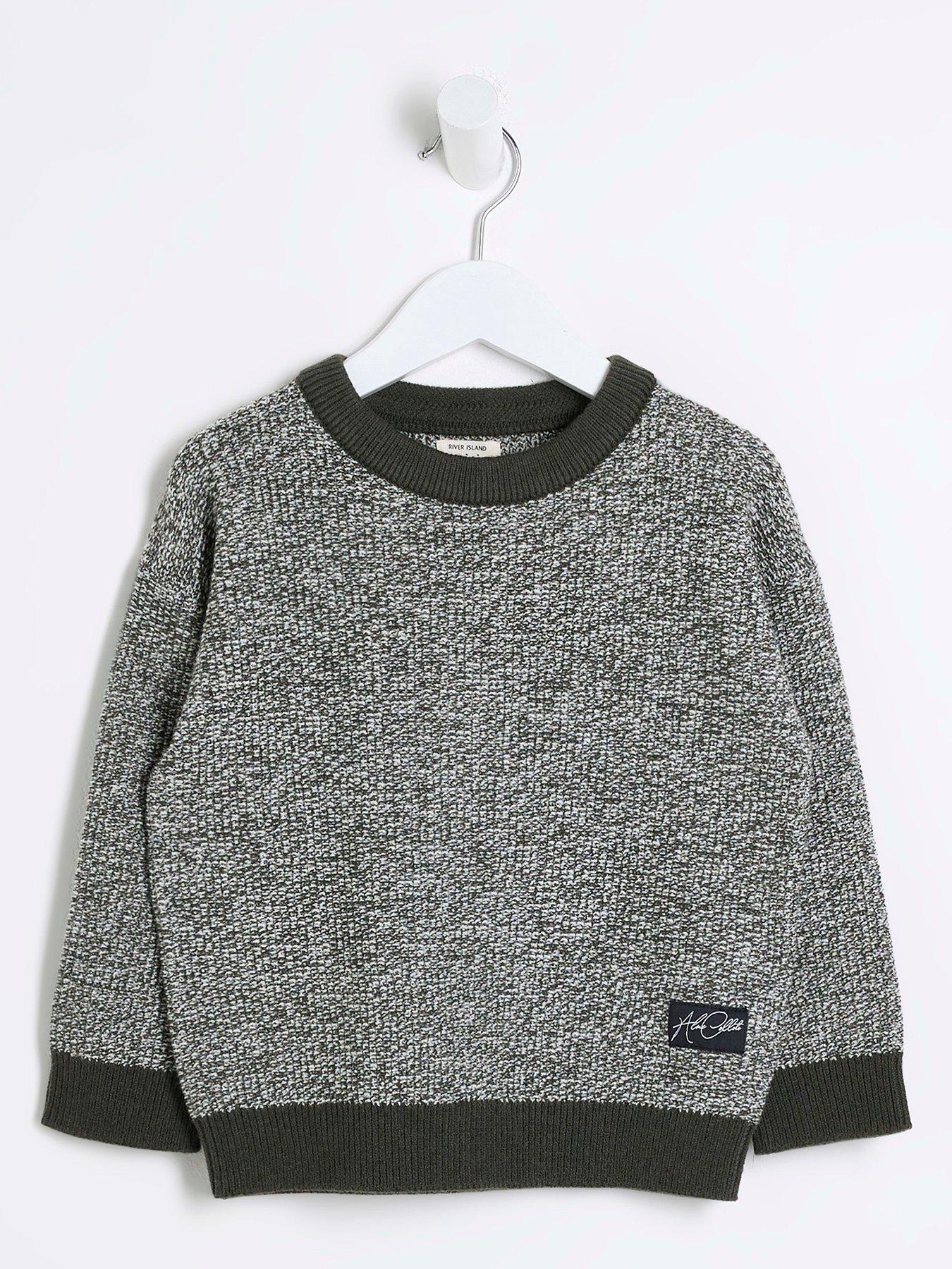 river-island-mini-mini-boy-speckled-jumper-khakifront