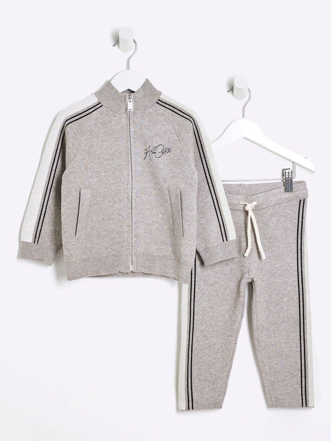 river-island-mini-zip-through-funnel-jumper-set-grey