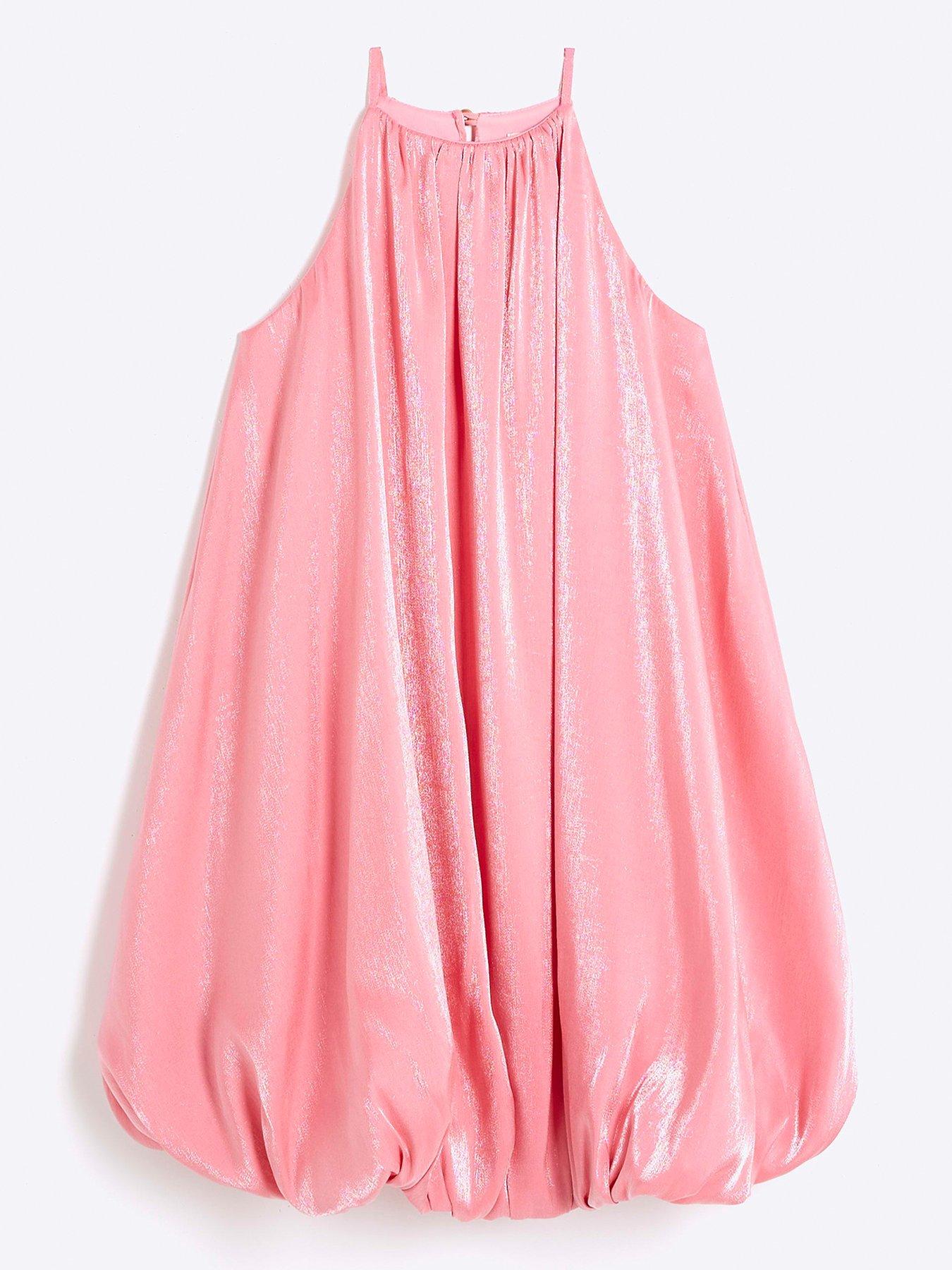 river-island-halter-neck-bubble-hem-dress-pinkfront