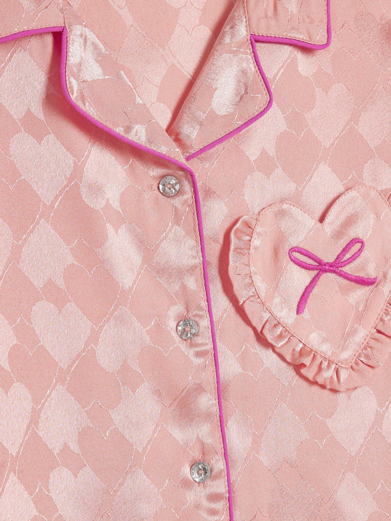 river-island-girls-bow-heart-pyjamas-set-orangedetail