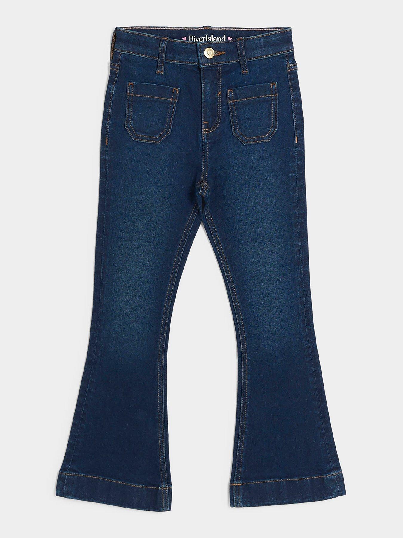 river-island-older-girl-front-pocket-flared-jeans-blue