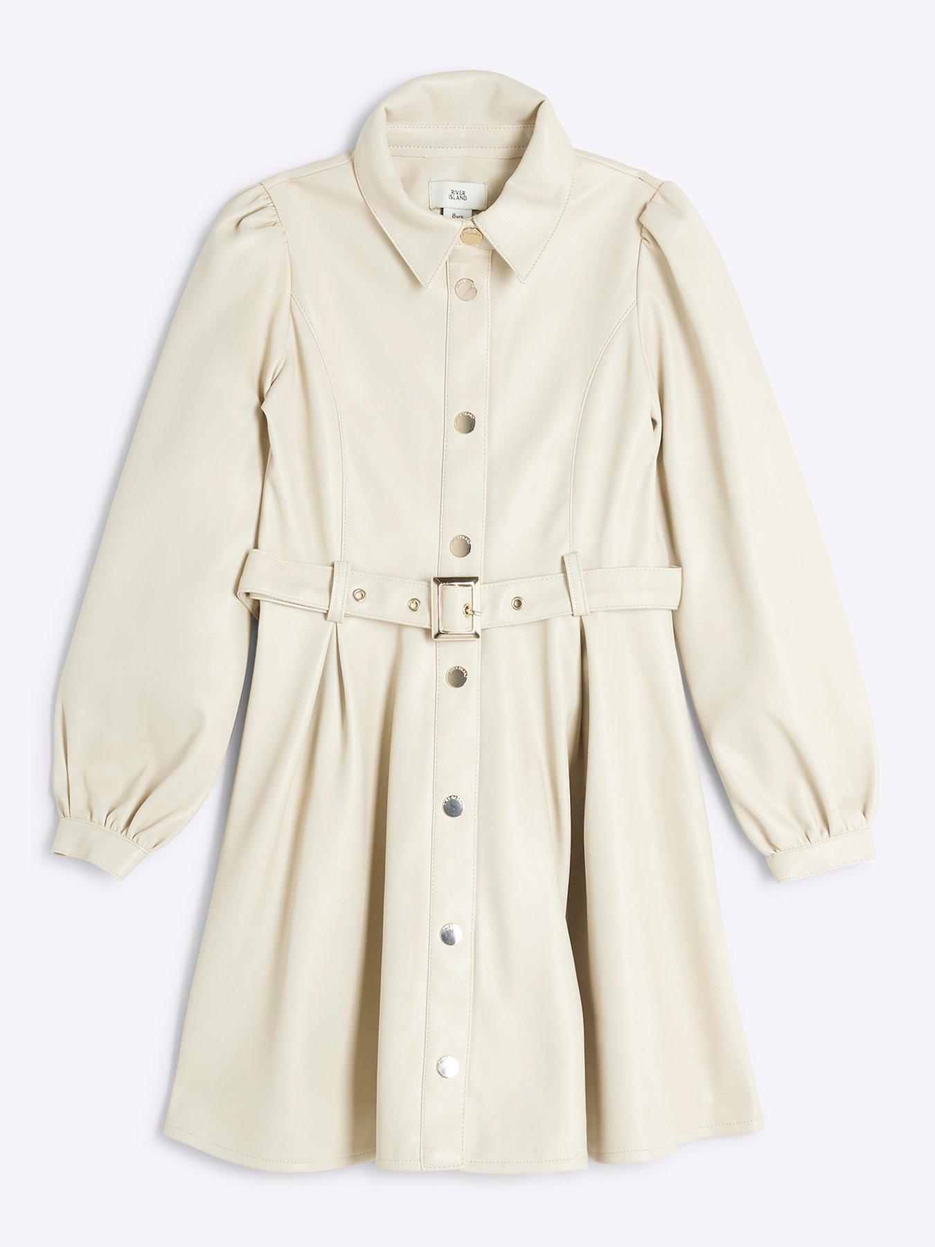 river-island-older-girl-faux-leather-belted-shirt-dress-cream