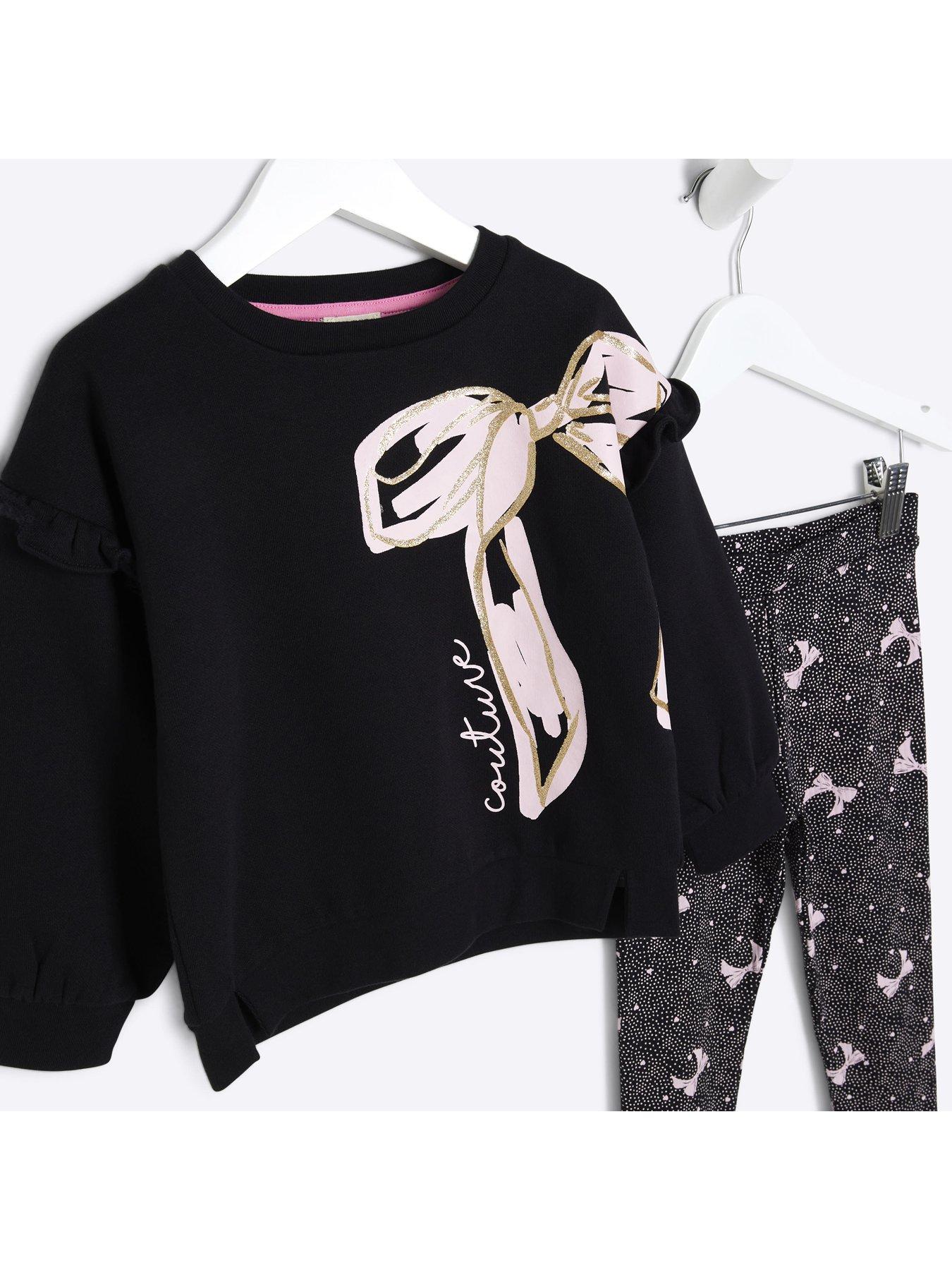 river-island-mini-mini-girls-graphic-bow-sweatshirt-set-blackoutfit