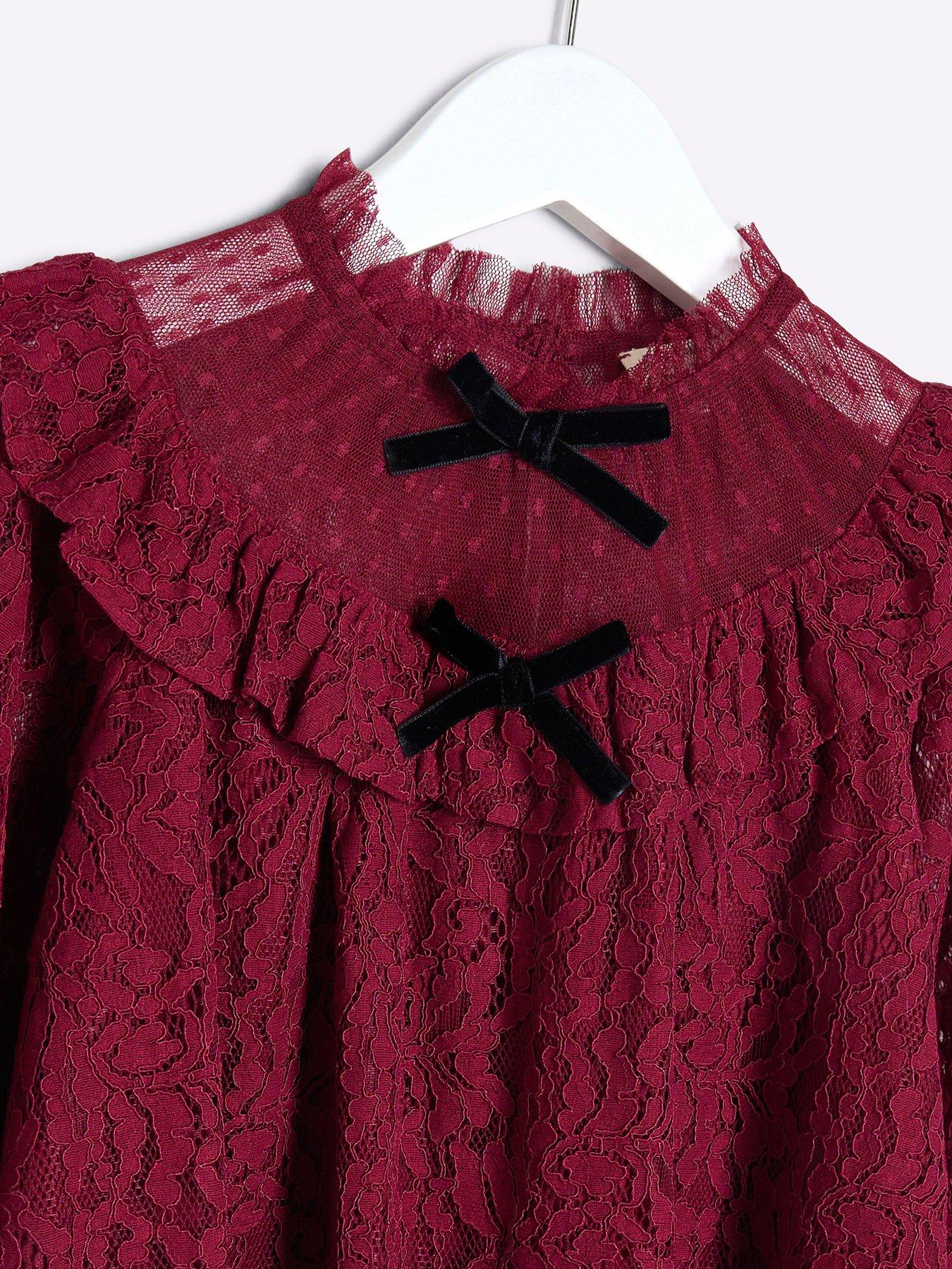 river-island-mini-mini-girl-lace-long-sleeve-smock-dress-reddetail