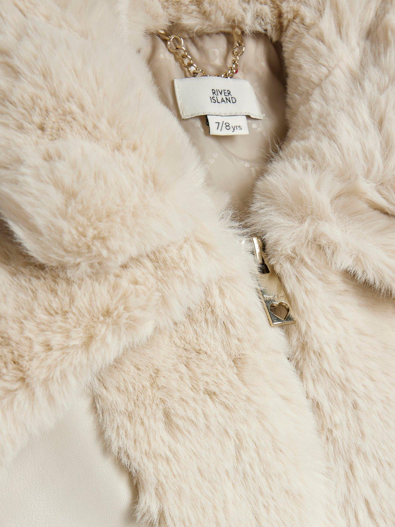 river-island-older-girl-pu-fur-wrap-coat-creamdetail