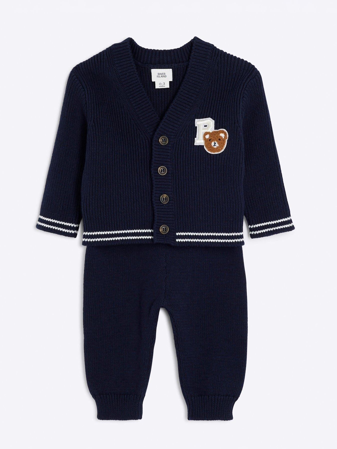 river-island-baby-cable-knit-cardigan-set-navystillFront