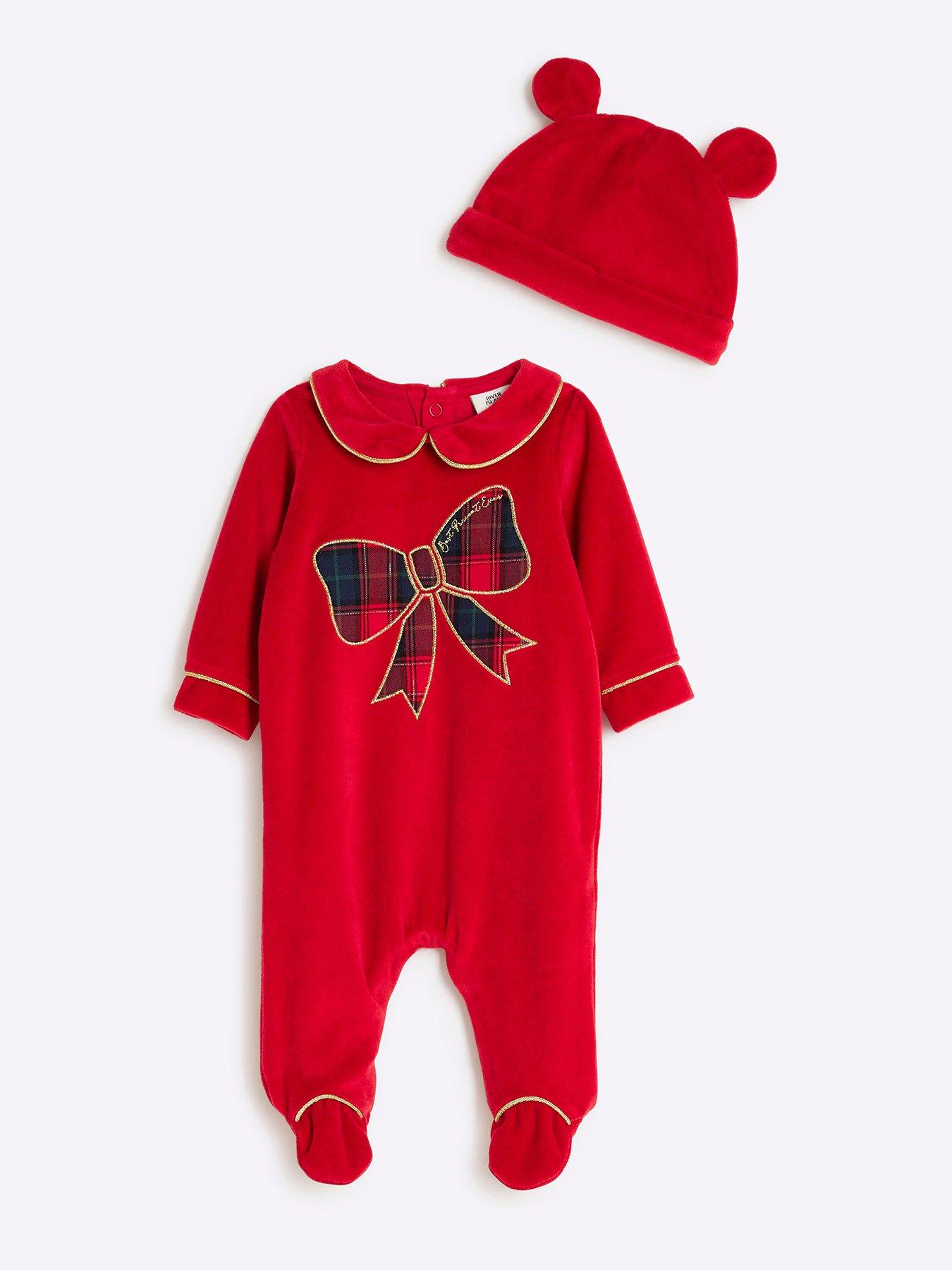 river-island-baby-baby-girls-christmas-bow-collared-sleepsuit-set---red