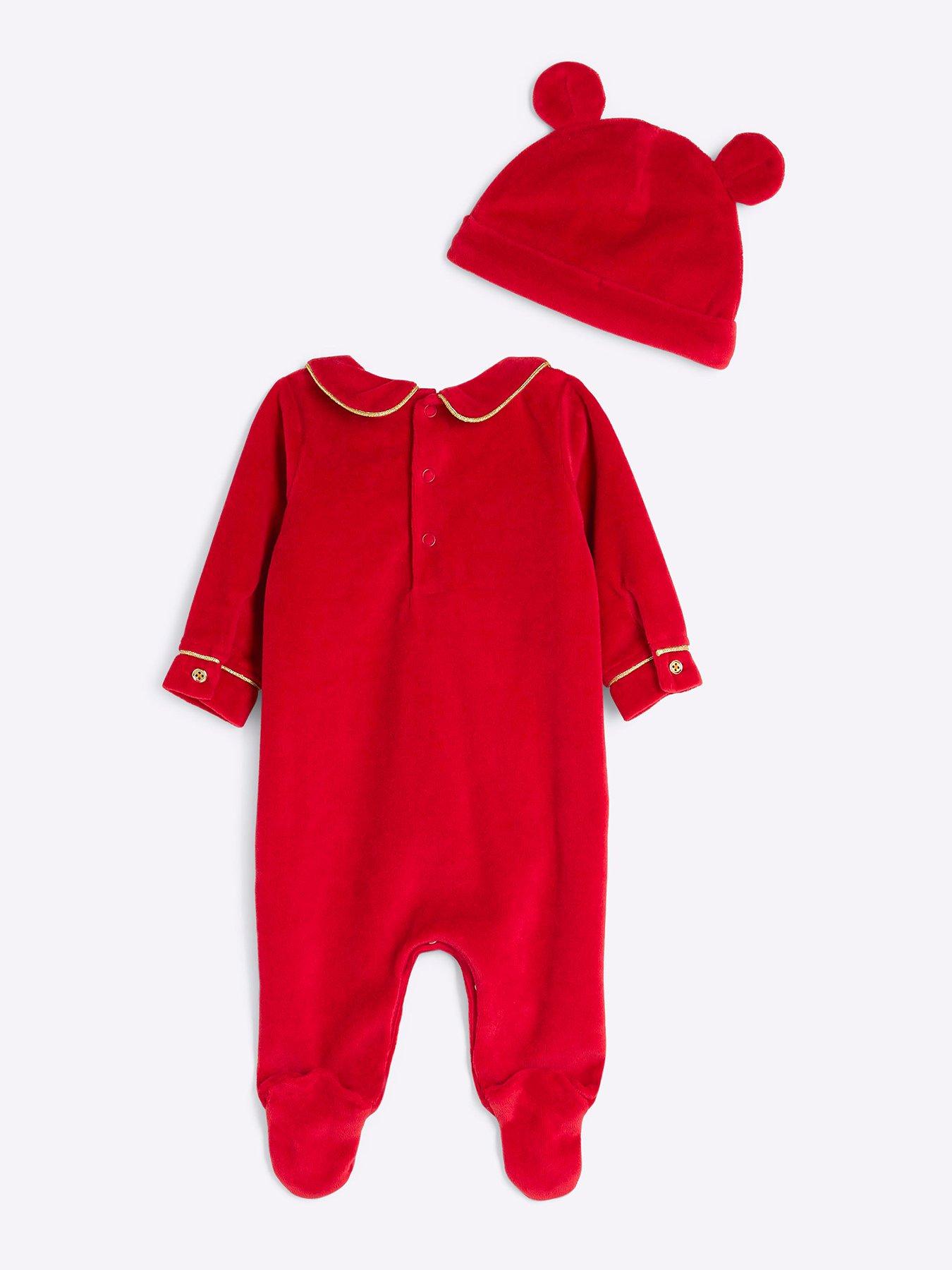 river-island-baby-baby-girls-christmas-bow-collared-sleepsuit-set---redback