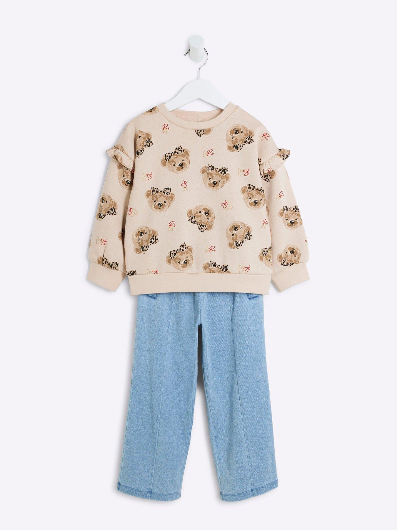 river-island-mini-mini-girls-bear-sweatshirt-set-beigestillFront