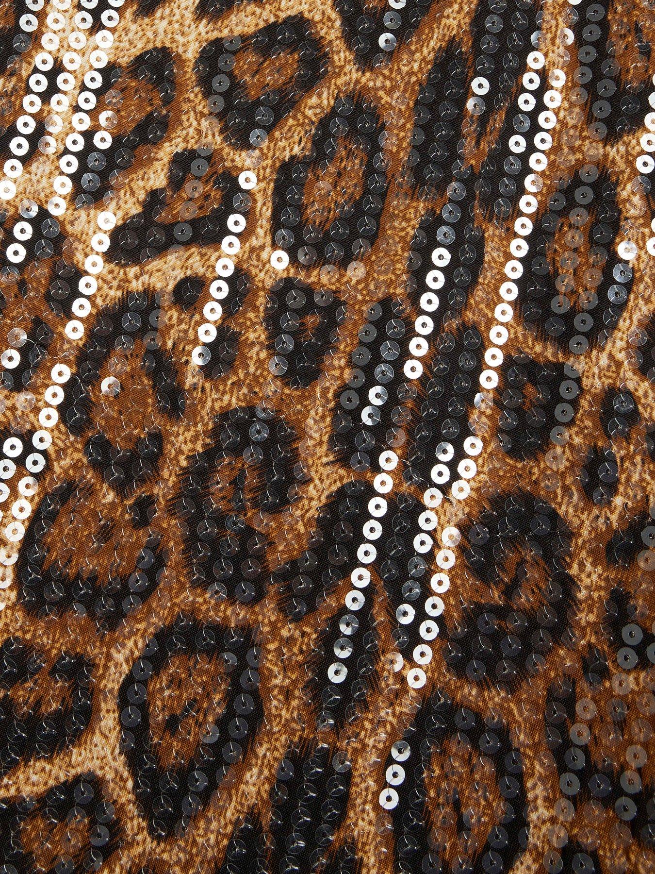 river-island-older-girl-leopard-sequin-t-shirt-dress-brownoutfit