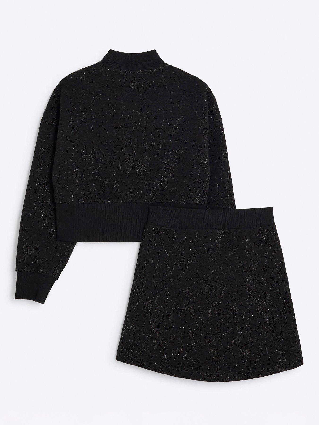 river-island-older-girl-jacquard-bomber-and-skirt-set-blackback