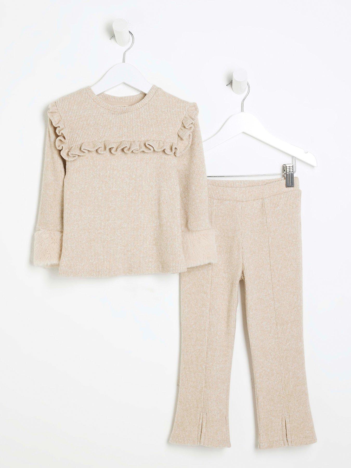 river-island-mini-ribbed-jumper-set-beige