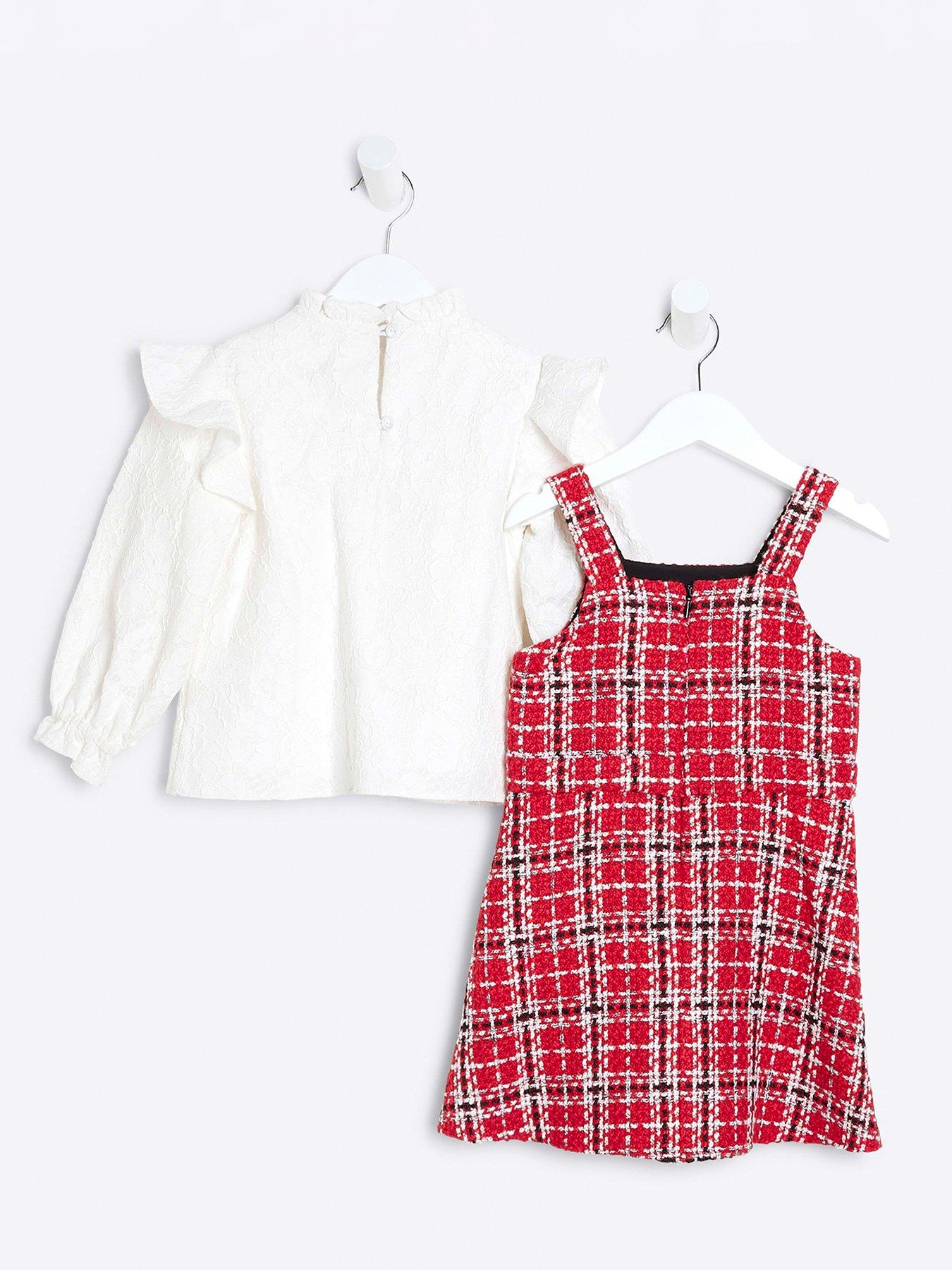 river-island-mini-mini-girl-boucle-lace-pinafore-dress-set-redback