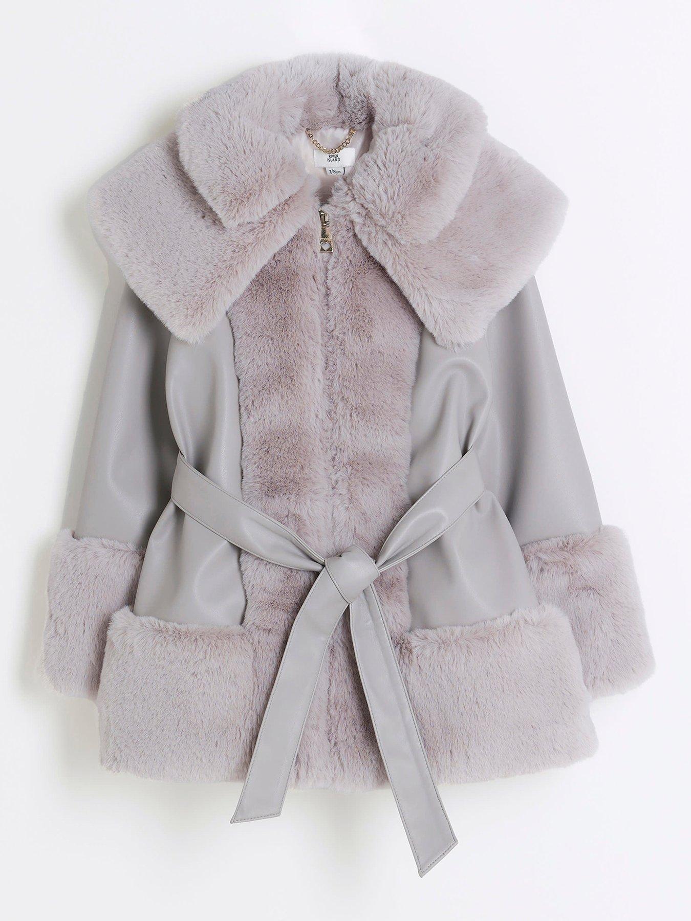 river-island-older-girl-faux-fur-belted-coat-grey