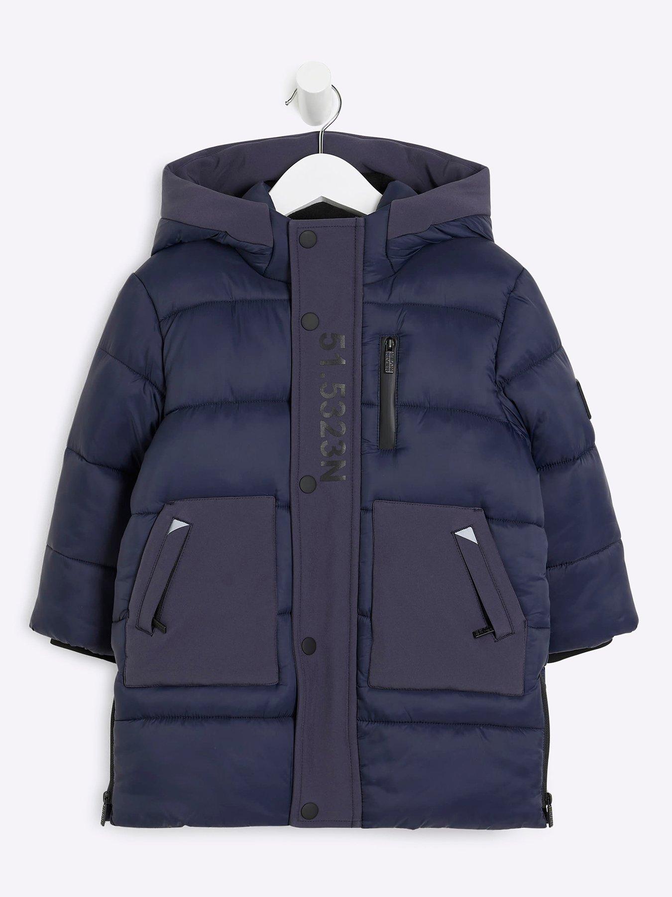 Image 1 of 4 of River Island Mini Boys Puffer Jacket - Navy