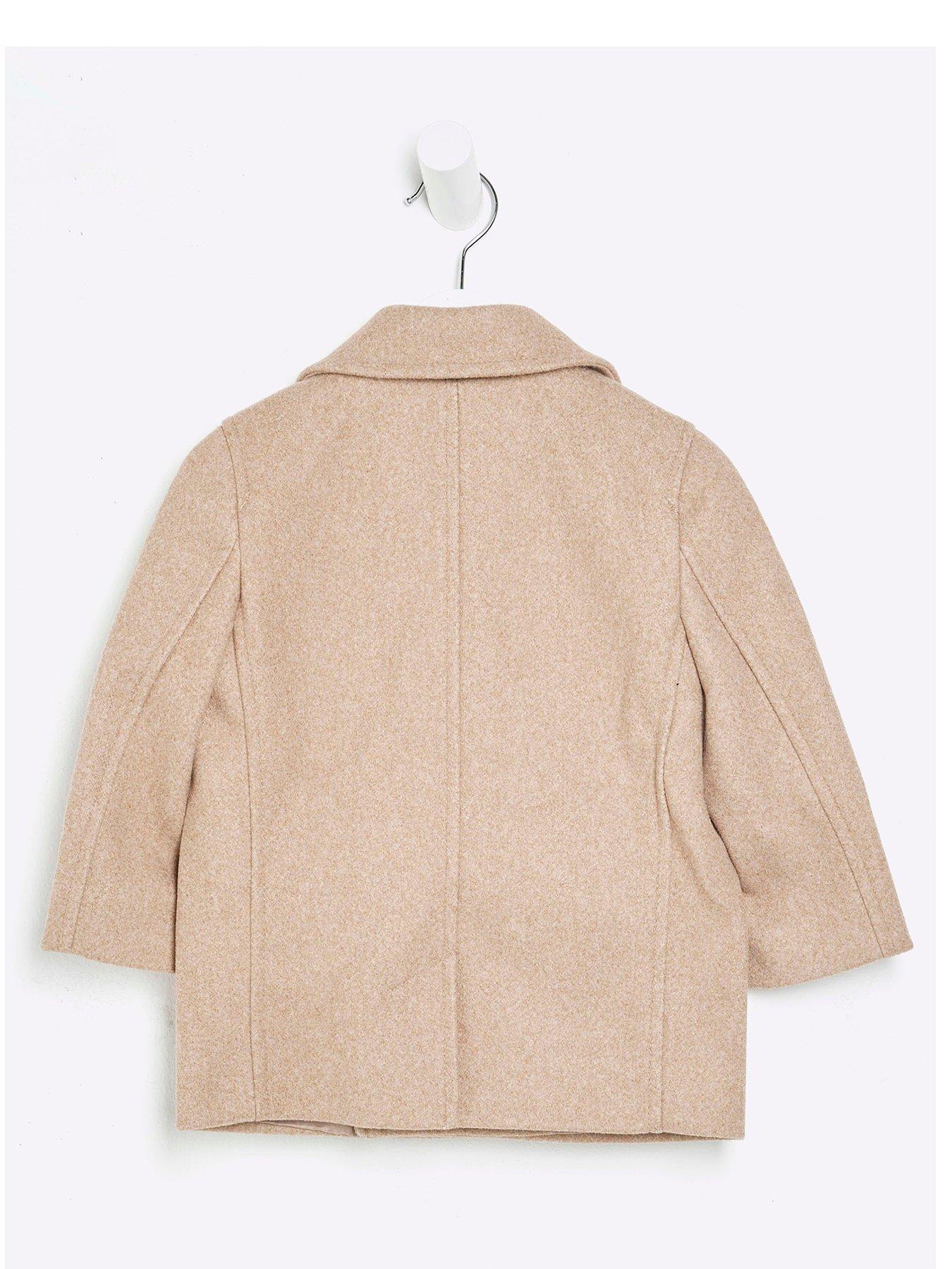 Image 2 of 4 of River Island Mini Buttoned Padded Peacoat - Beige