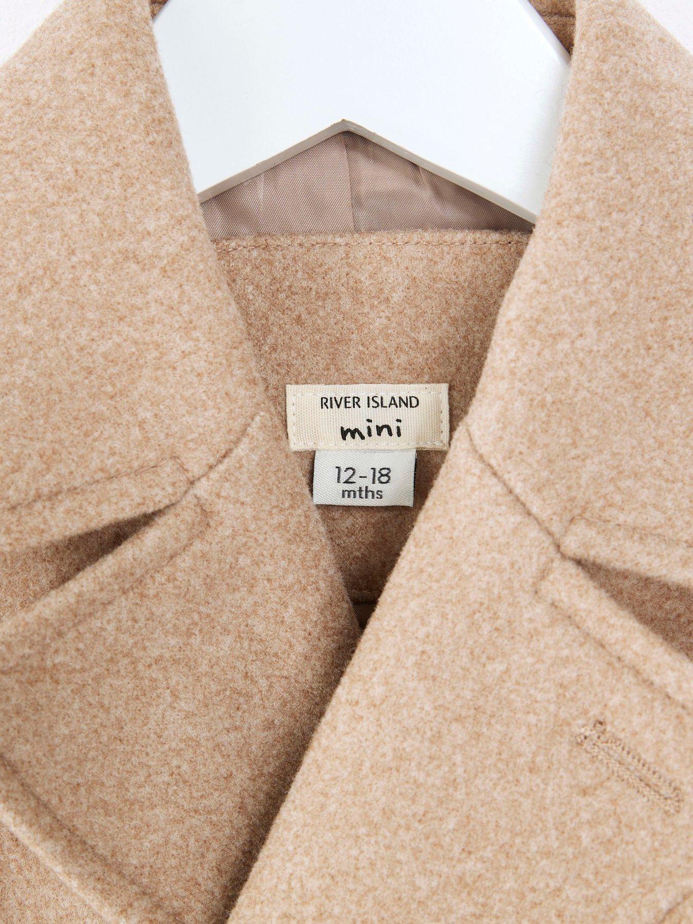 Image 3 of 4 of River Island Mini Buttoned Padded Peacoat - Beige